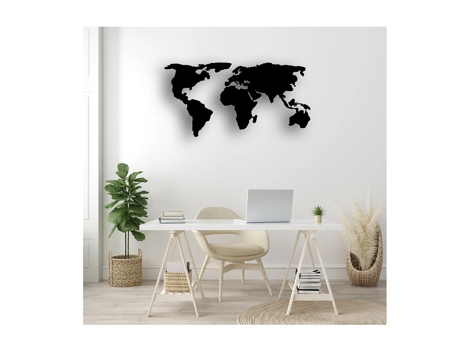 Dekoracja Metalowa Mapa świata 10, Czarny, 145x1,5x53 cm, EPIKASA