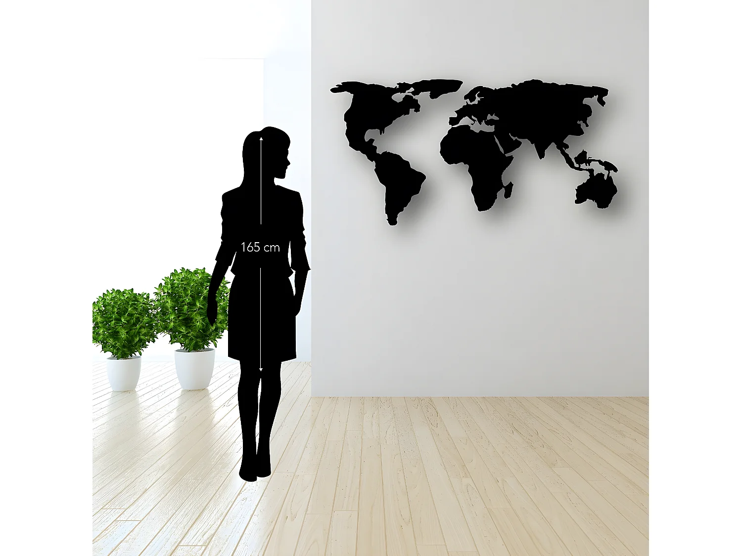 Dekoracja Metalowa Mapa świata 10, Czarny, 145x1,5x53 cm, EPIKASA