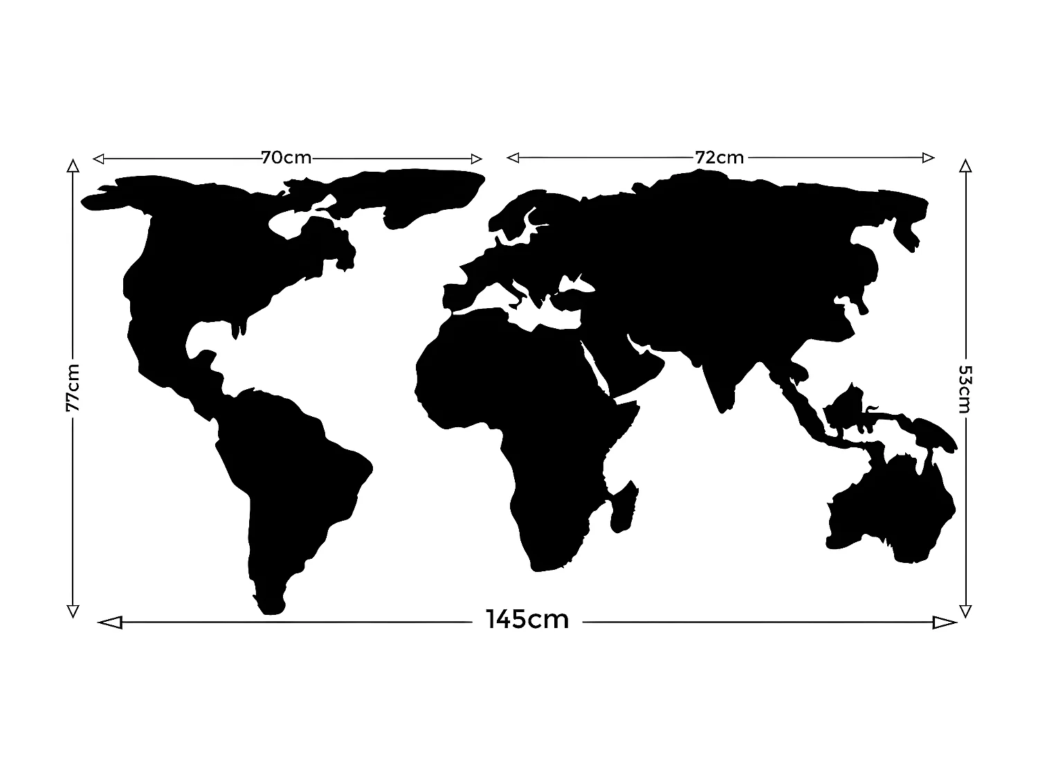Dekoracja Metalowa Mapa świata 10, Czarny, 145x1,5x53 cm, EPIKASA