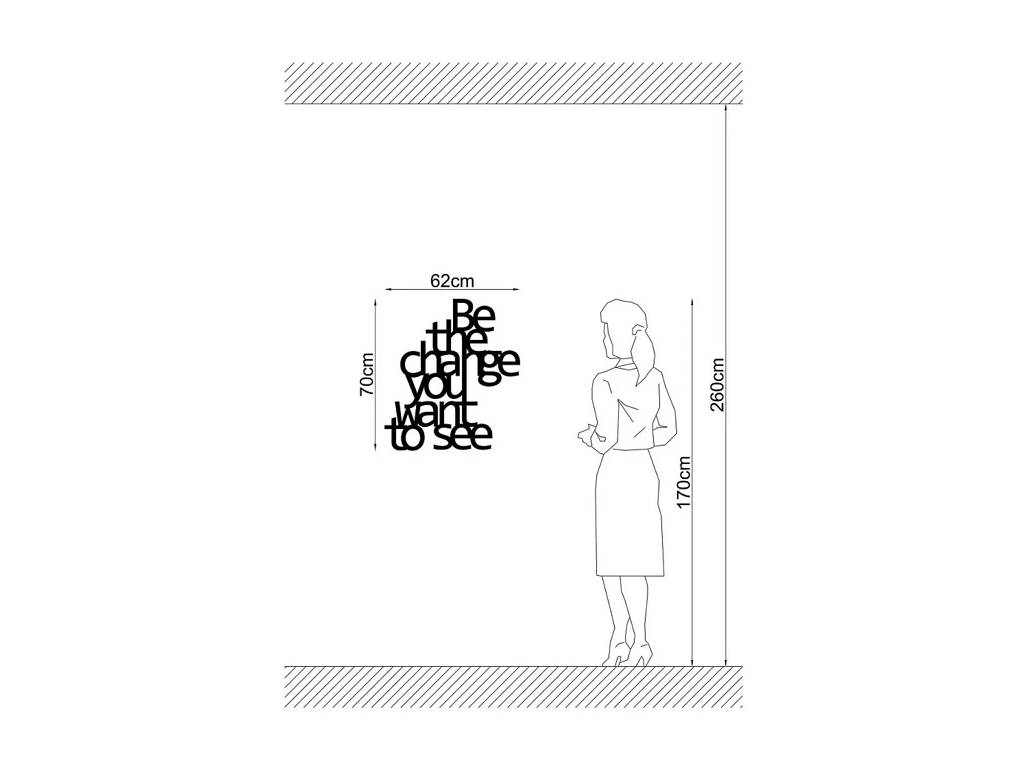 Decoração em Metal The Change, Preto, 62x1,5x70 cm, EPIKASA