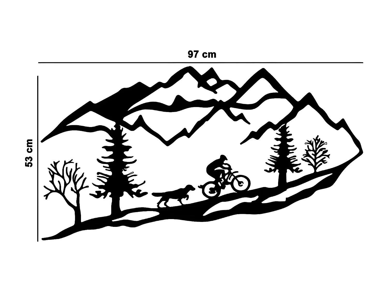 Dekoracja z Metalu i Drewna Góry 11, Czarny, 97x1,8x52 cm, EPIKASA