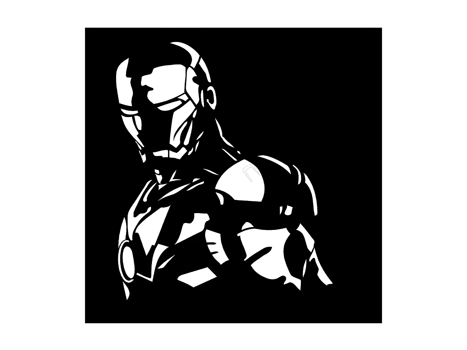 Décoration en Métal Iron Man, Noir, 70x1,5x70 cm, EPIKASA