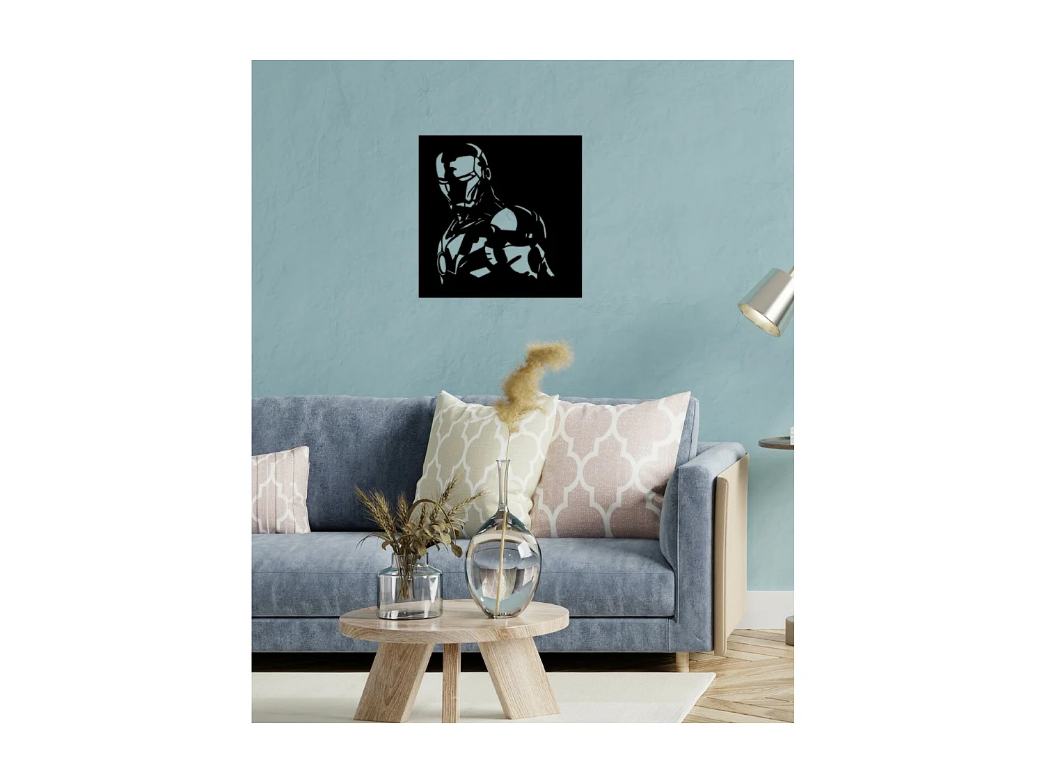 Décoration en Métal Iron Man, Noir, 70x1,5x70 cm, EPIKASA