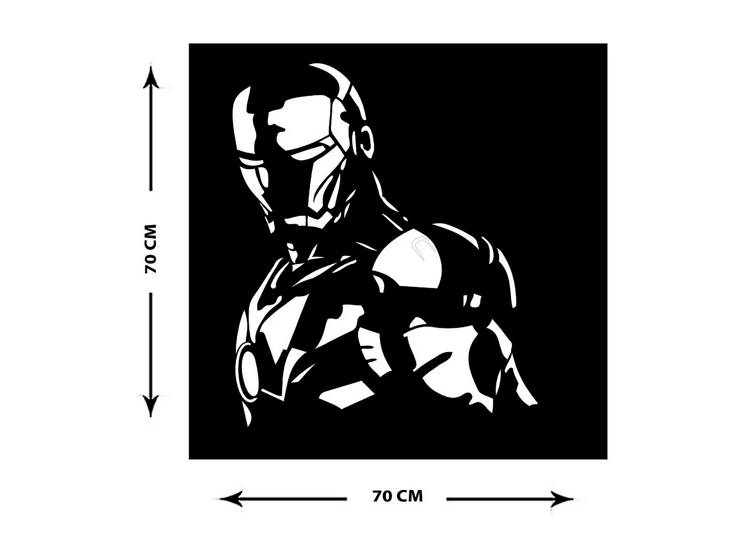 Décoration en Métal Iron Man, Noir, 70x1,5x70 cm, EPIKASA