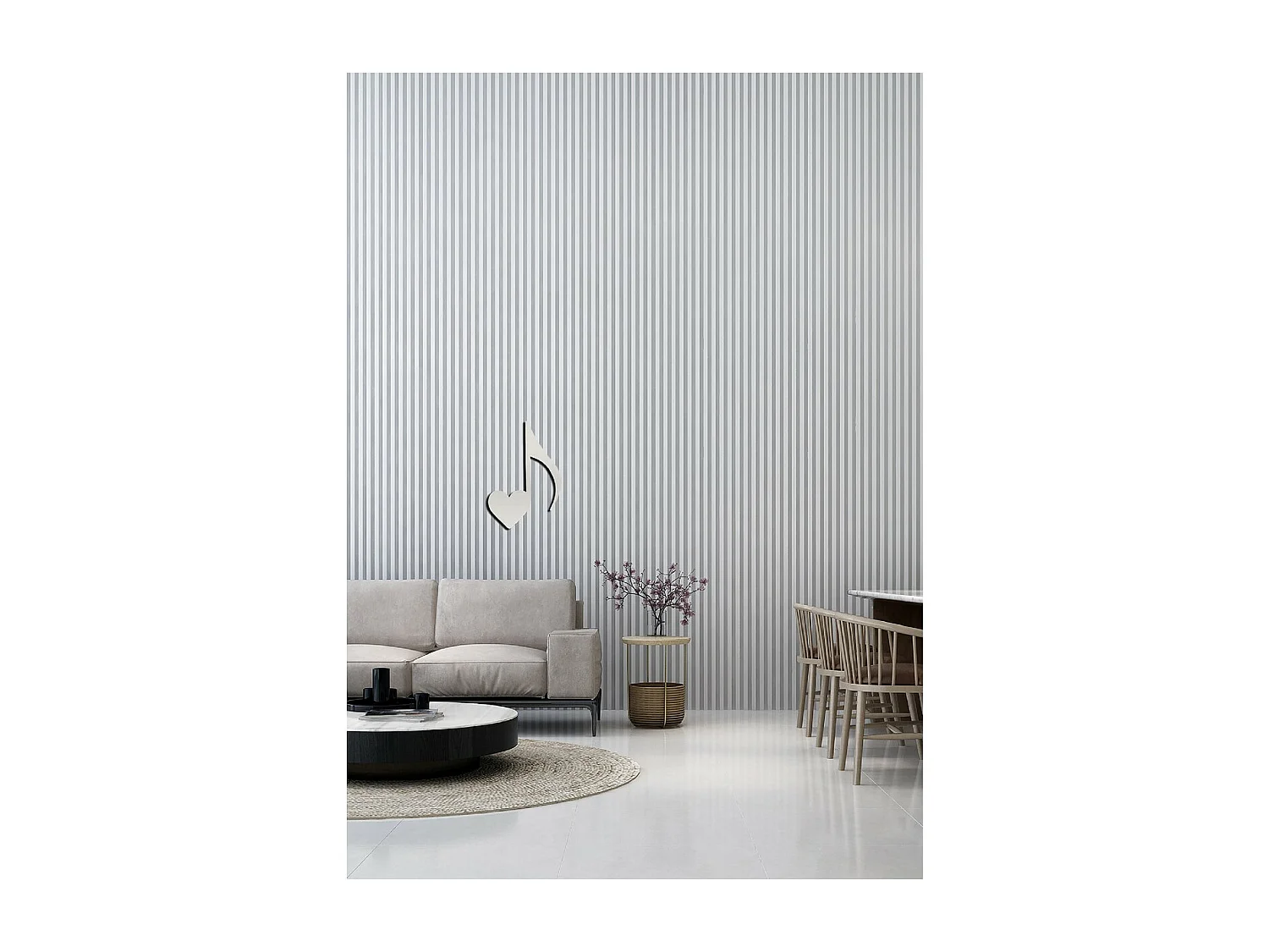 Décoration en Métal Notes 7, Argent, 34x1,5x50 cm, EPIKASA