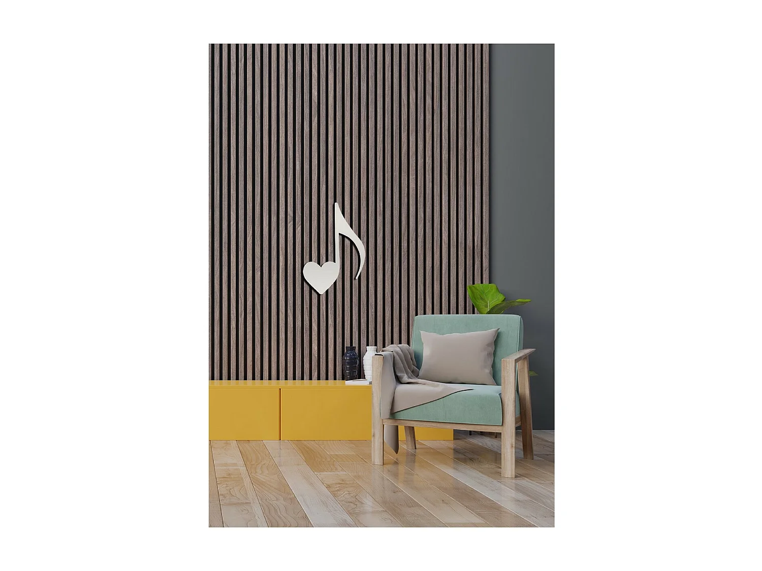 Décoration en Métal Notes 7, Argent, 34x1,5x50 cm, EPIKASA