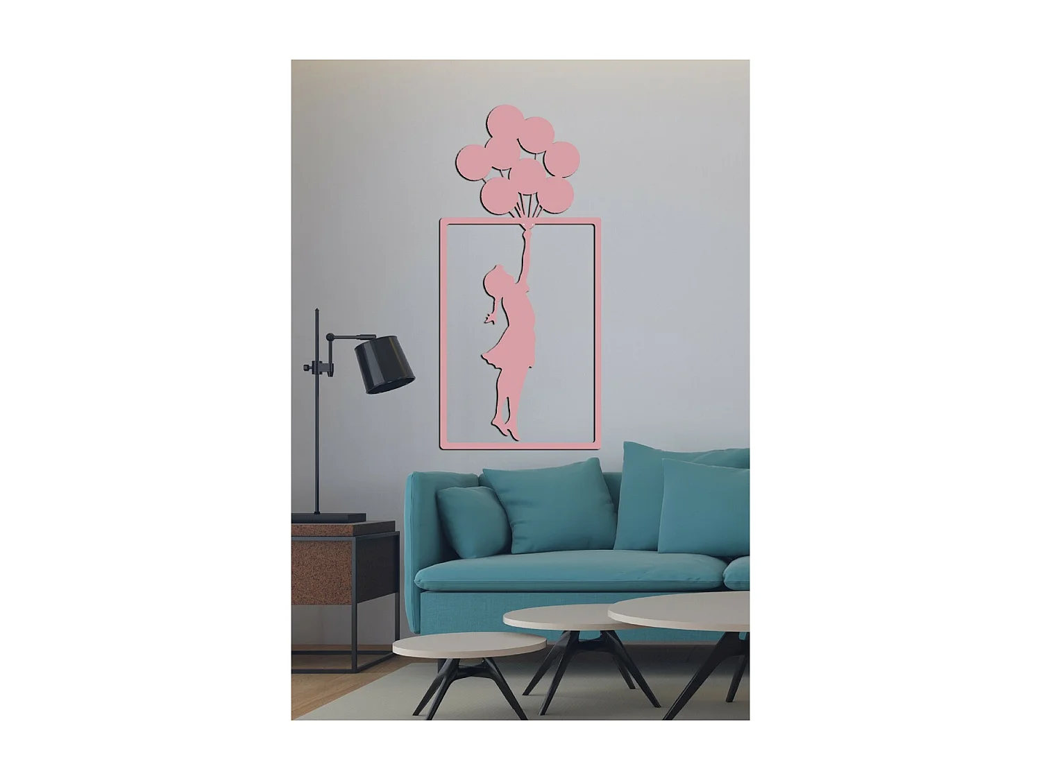 Decoração em Metal Rapariga Banksy 3, Cor-de-rosa, 47x1,5x100 cm, EPIKASA