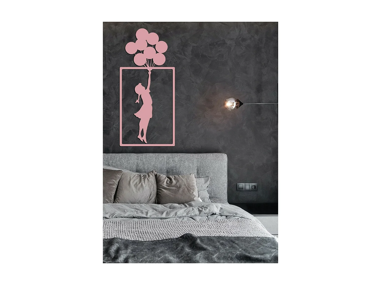 Decoração em Metal Rapariga Banksy 3, Cor-de-rosa, 47x1,5x100 cm, EPIKASA