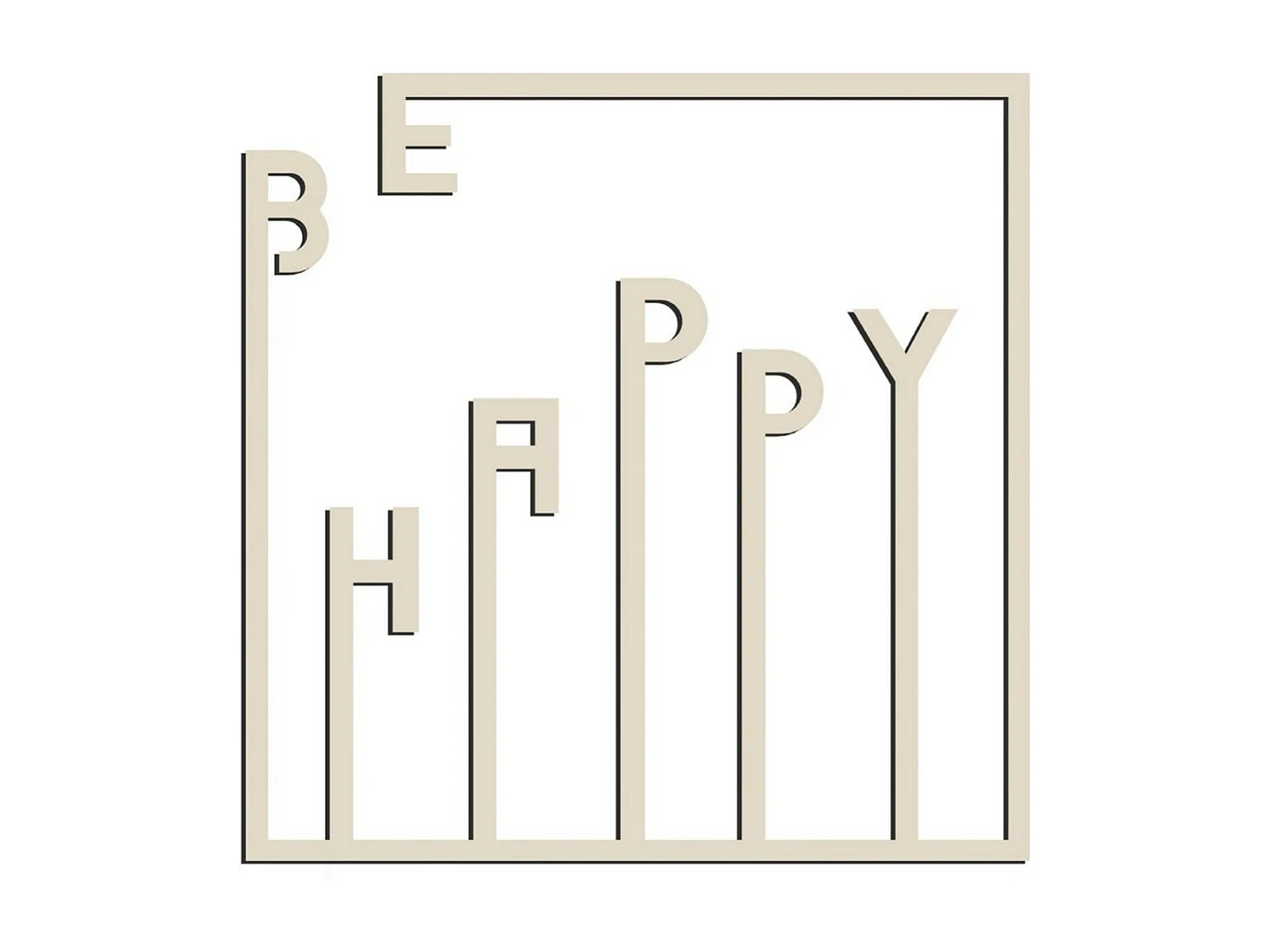 Décoration en Métal Be Happy 1, Sable, 51x1,5x51 cm, EPIKASA