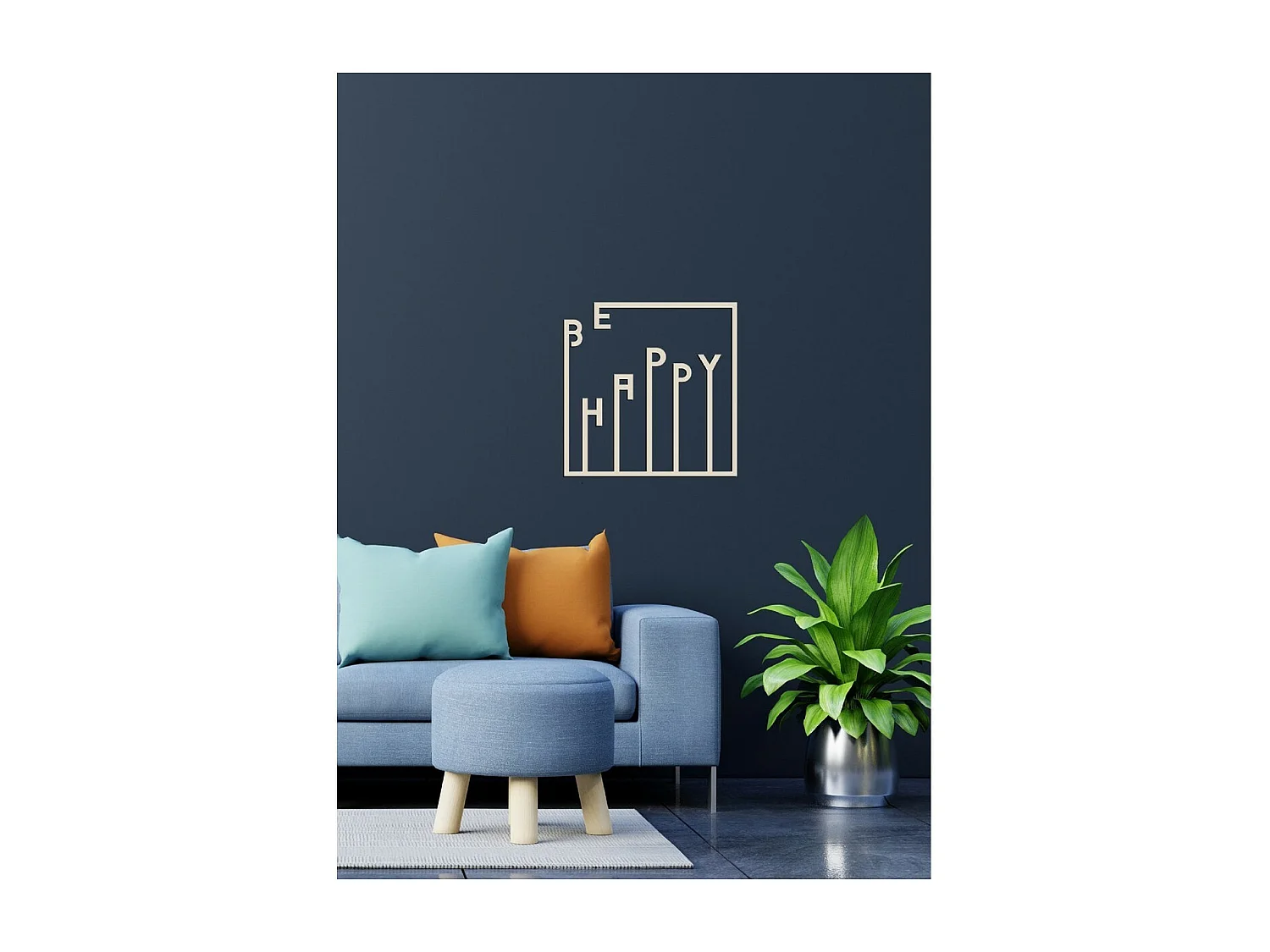 Décoration en Métal Be Happy 1, Sable, 51x1,5x51 cm, EPIKASA