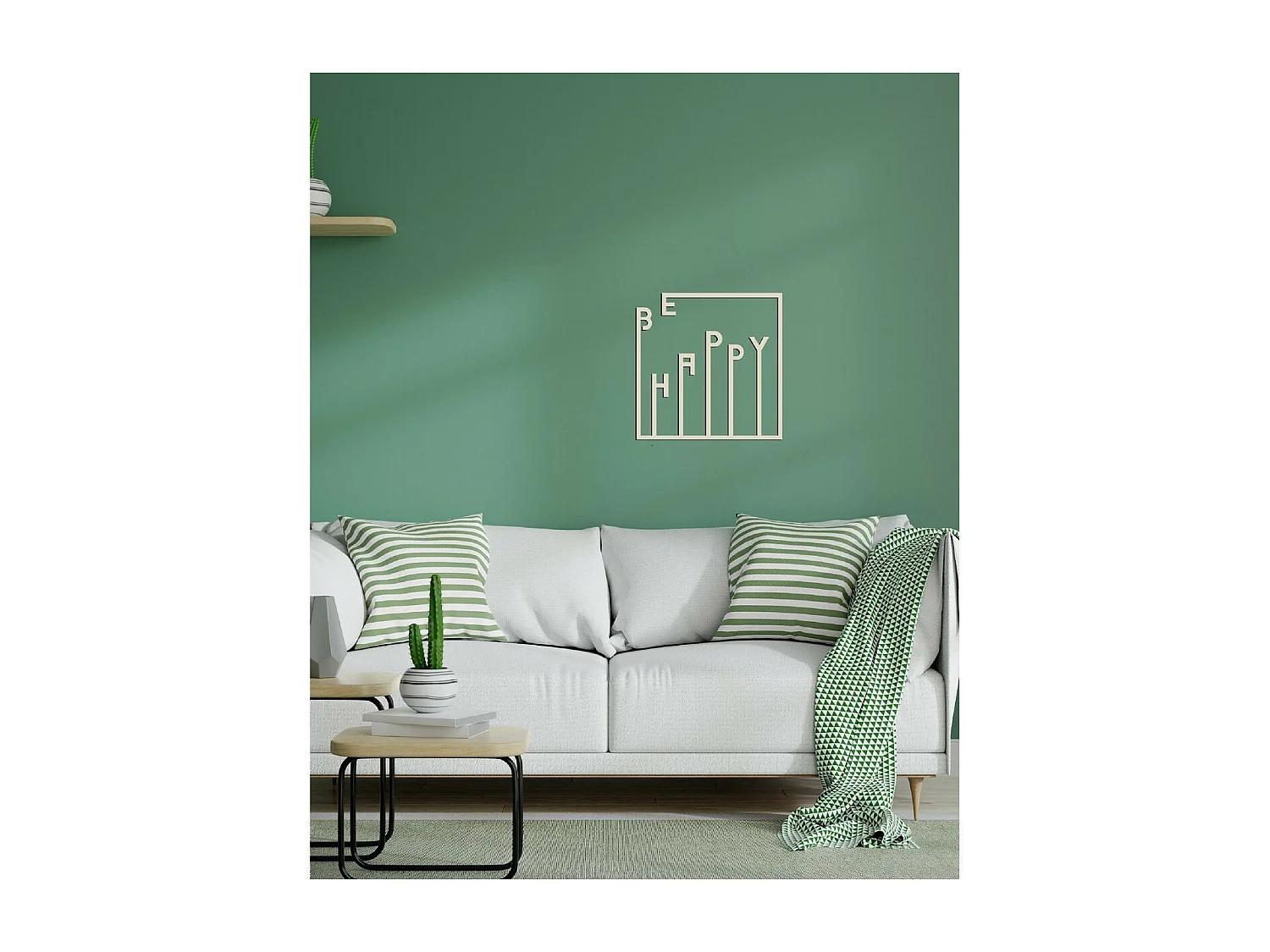 Décoration en Métal Be Happy 1, Sable, 51x1,5x51 cm, EPIKASA