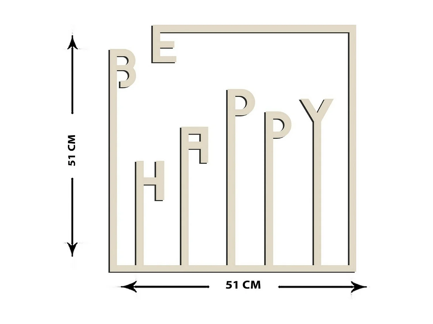 Décoration en Métal Be Happy 1, Sable, 51x1,5x51 cm, EPIKASA