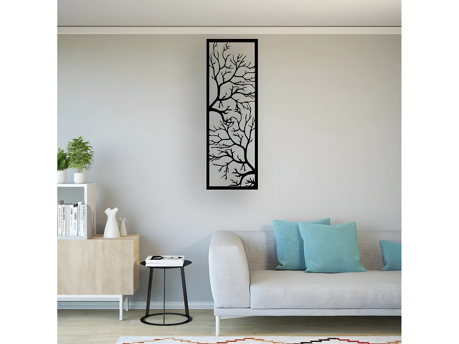 Metalen Decoratie Boom 29 - Zwart - 40x1,5x115 cm - EPIKASA