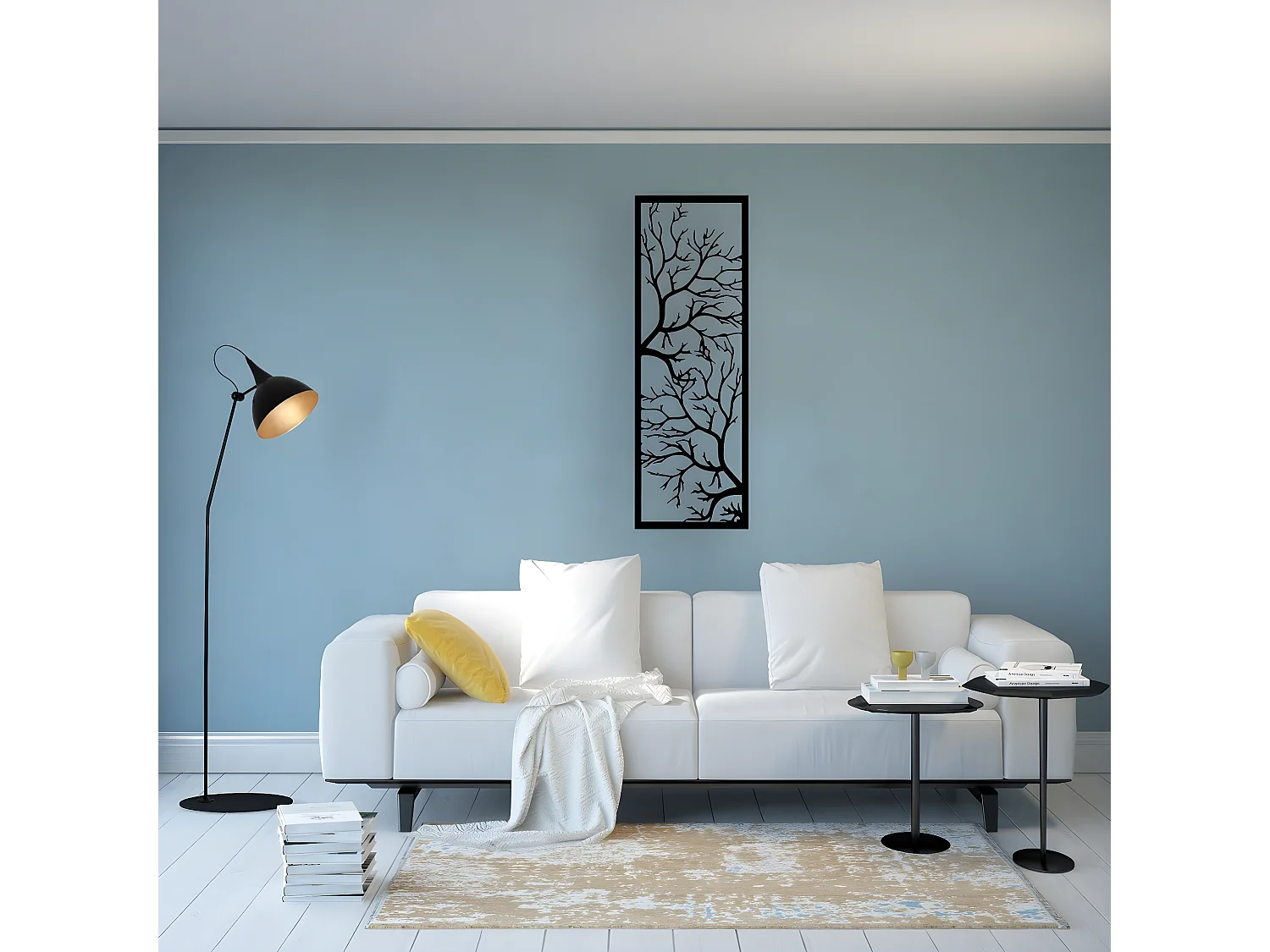 Metalen Decoratie Boom 29 - Zwart - 40x1,5x115 cm - EPIKASA