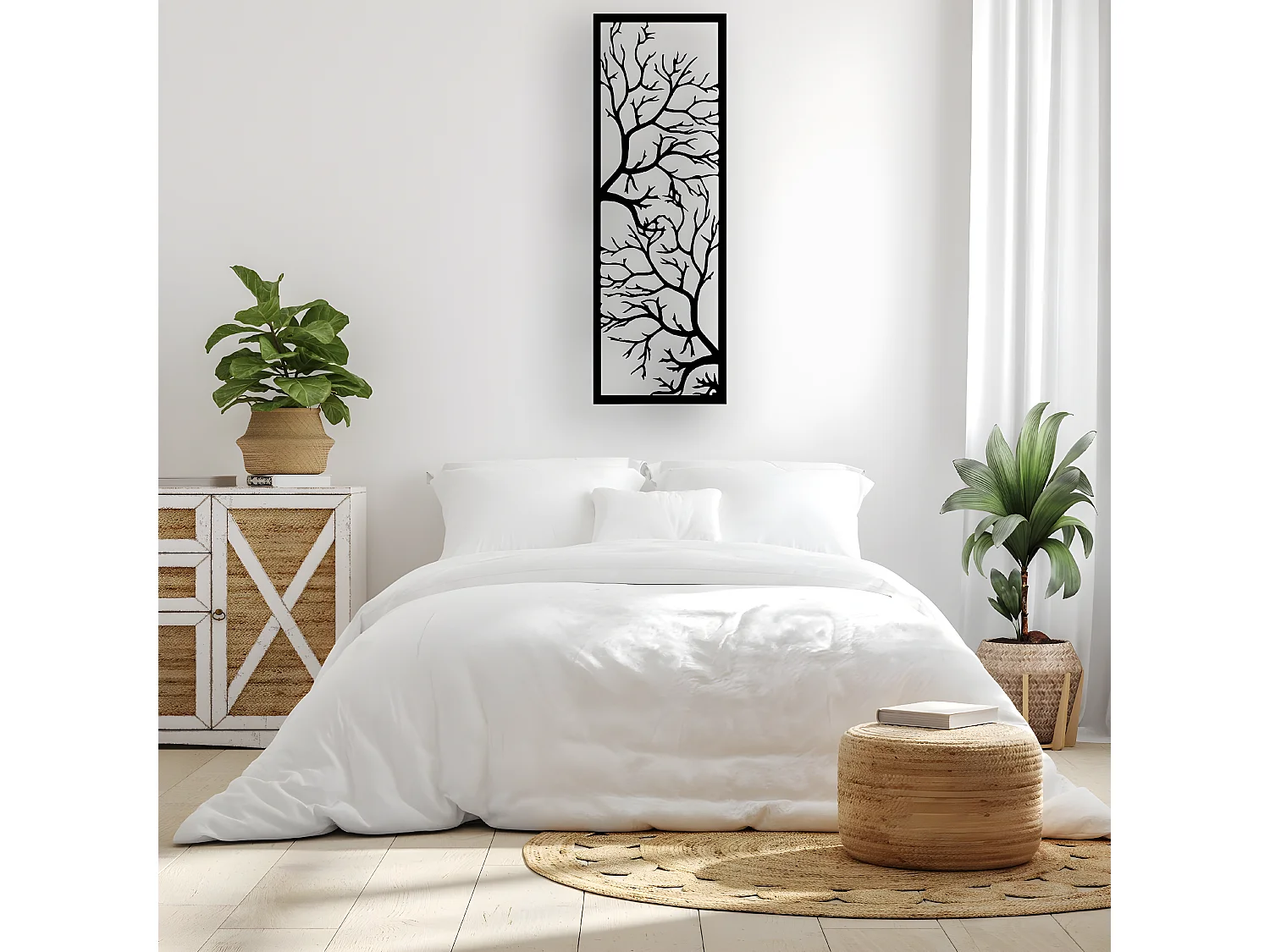 Metalen Decoratie Boom 29 - Zwart - 40x1,5x115 cm - EPIKASA