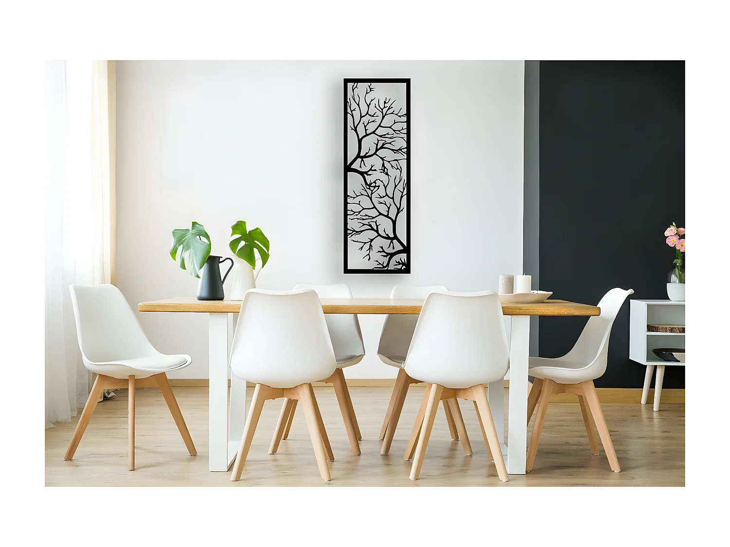 Metalen Decoratie Boom 29 - Zwart - 40x1,5x115 cm - EPIKASA