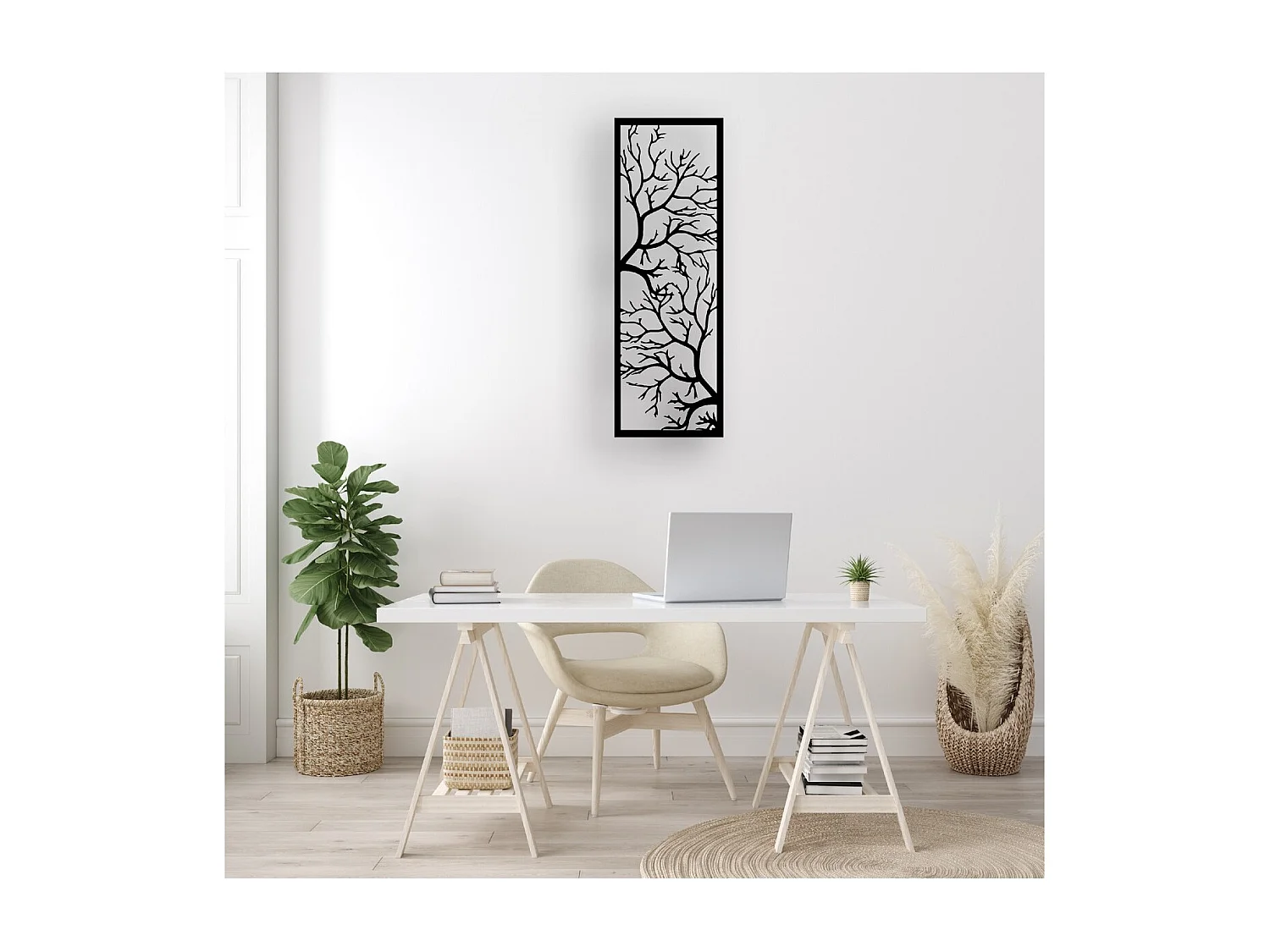 Metalen Decoratie Boom 29 - Zwart - 40x1,5x115 cm - EPIKASA