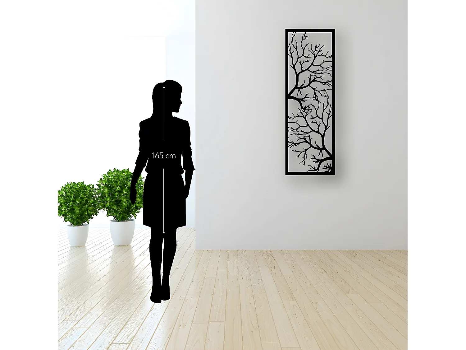 Metalen Decoratie Boom 29 - Zwart - 40x1,5x115 cm - EPIKASA