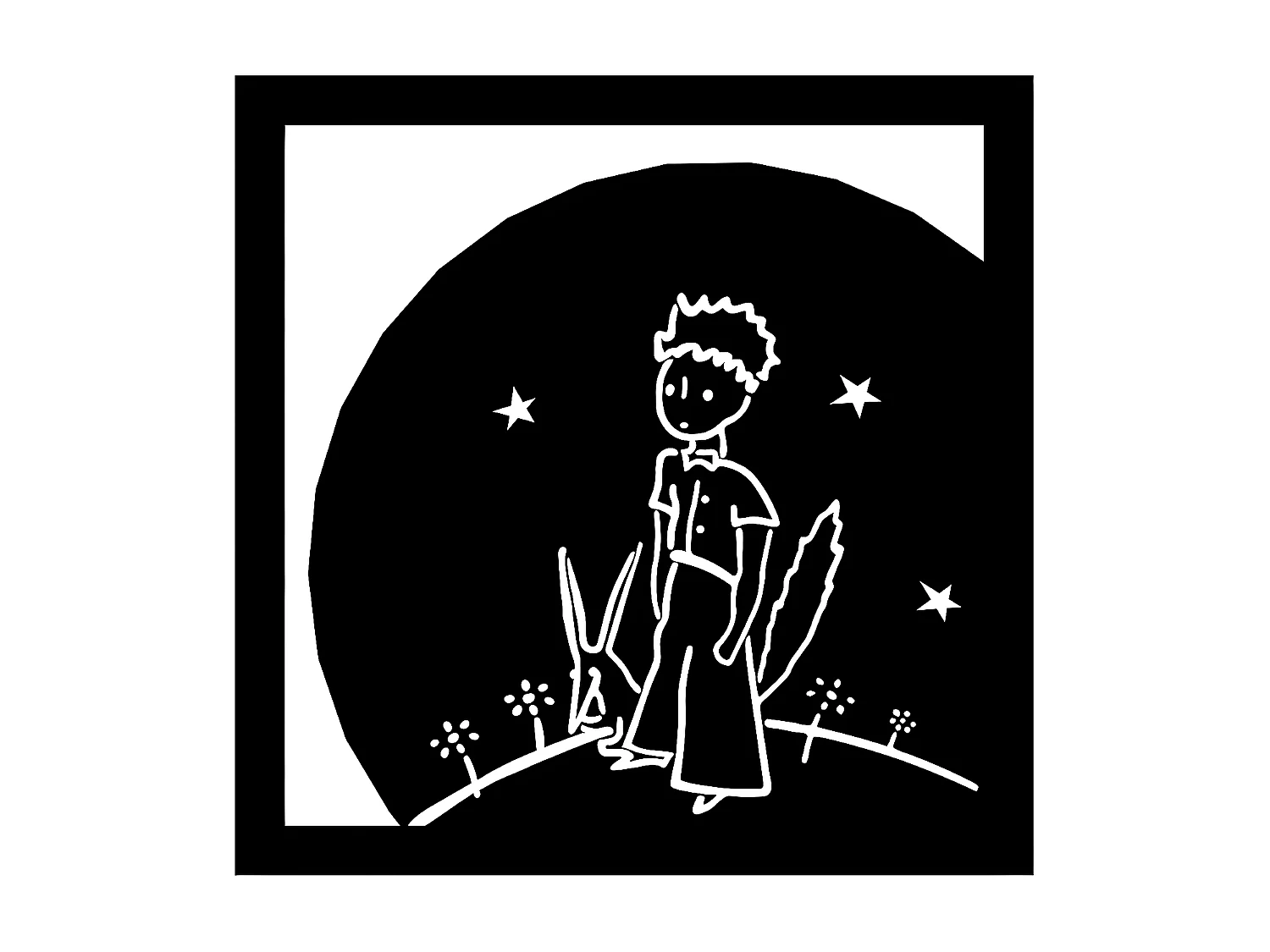 Metalen Decoratie Kleine Prins 3 - Zwart - 61x1,5x61 cm - EPIKASA