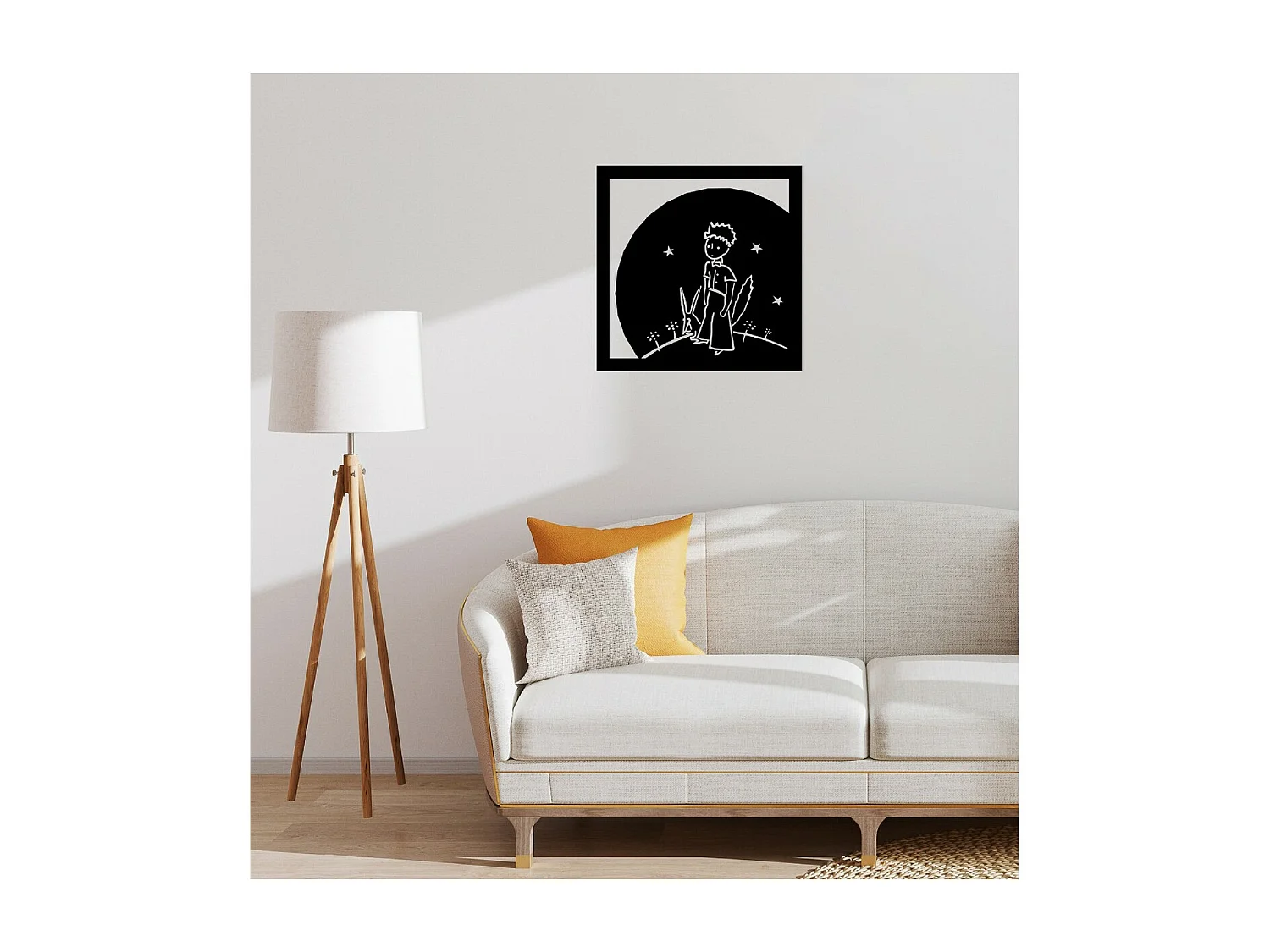 Metalen Decoratie Kleine Prins 3 - Zwart - 61x1,5x61 cm - EPIKASA