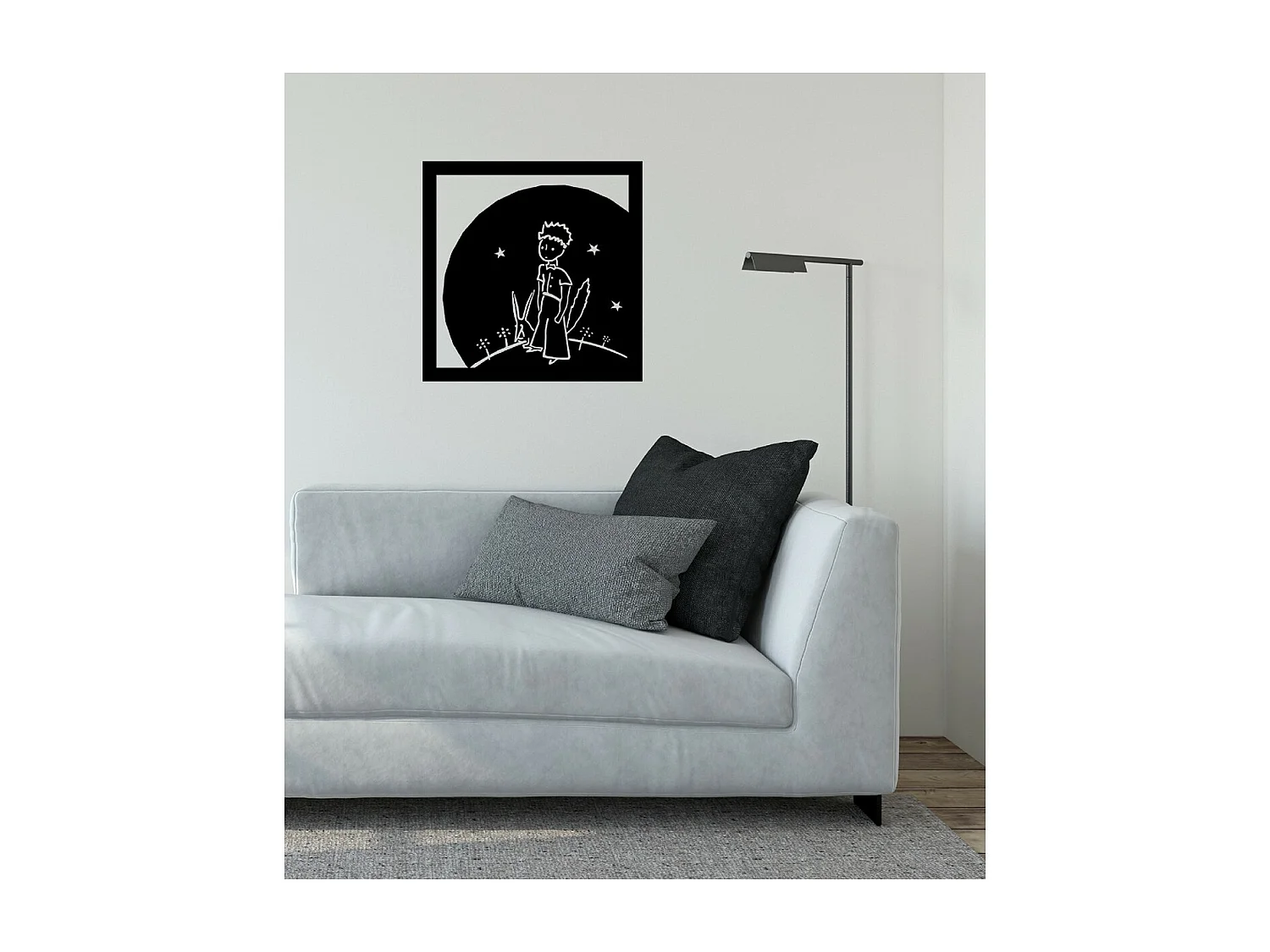 Metalen Decoratie Kleine Prins 3 - Zwart - 61x1,5x61 cm - EPIKASA