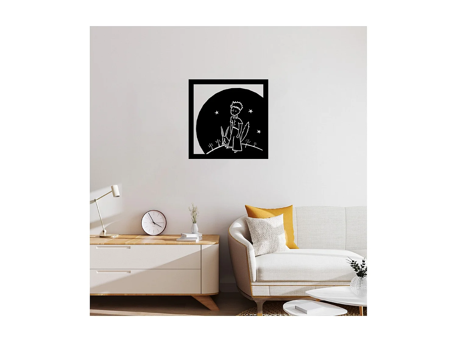 Metalen Decoratie Kleine Prins 3 - Zwart - 61x1,5x61 cm - EPIKASA