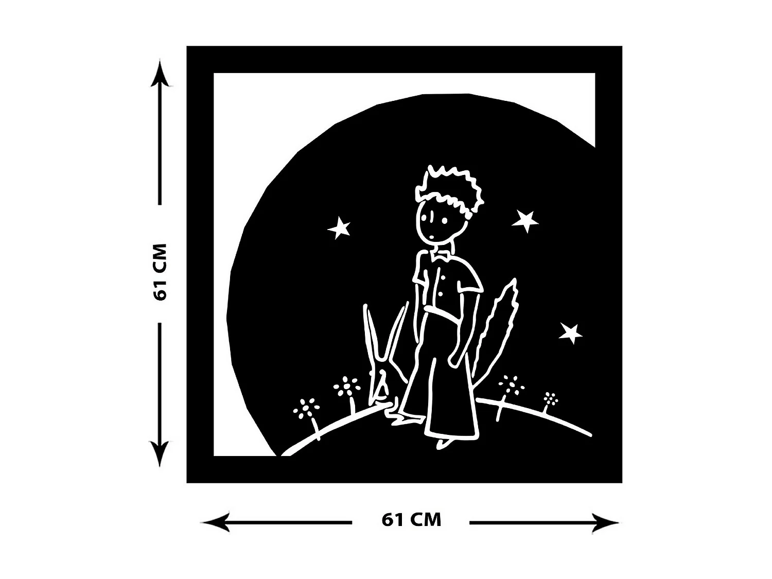 Metalen Decoratie Kleine Prins 3 - Zwart - 61x1,5x61 cm - EPIKASA