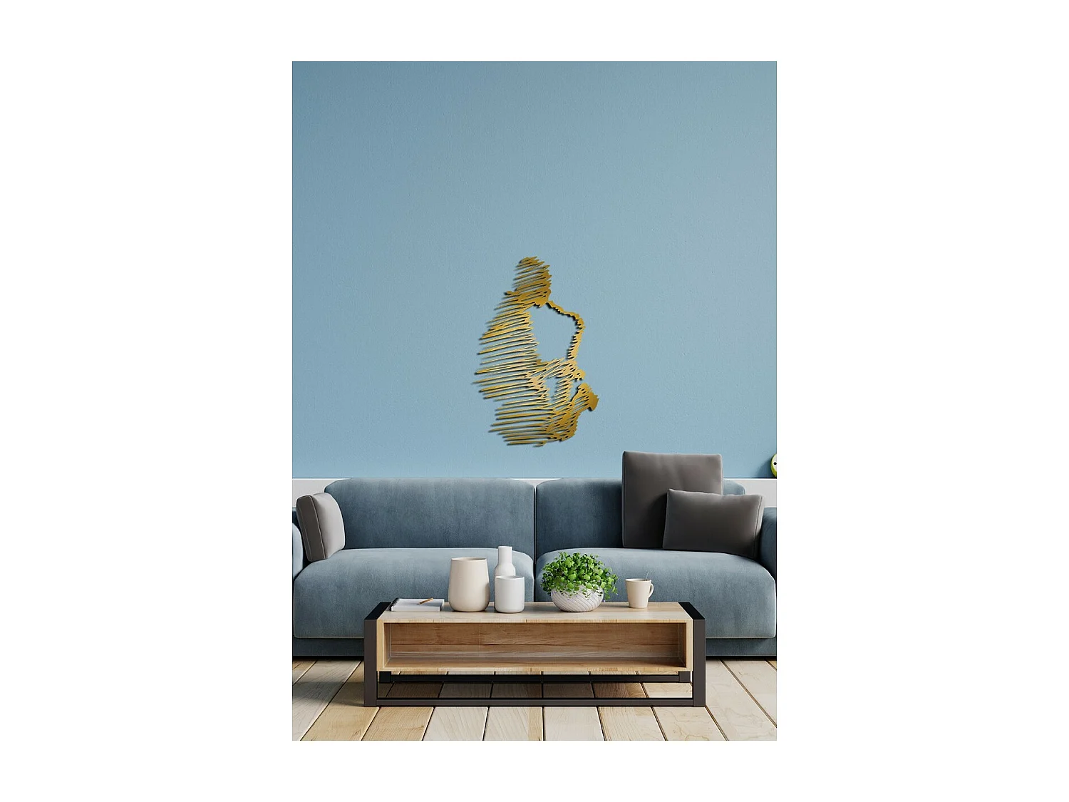 Dekoracja Metalowa Jazz 3, Złoto, 68x1,5x100 cm, EPIKASA