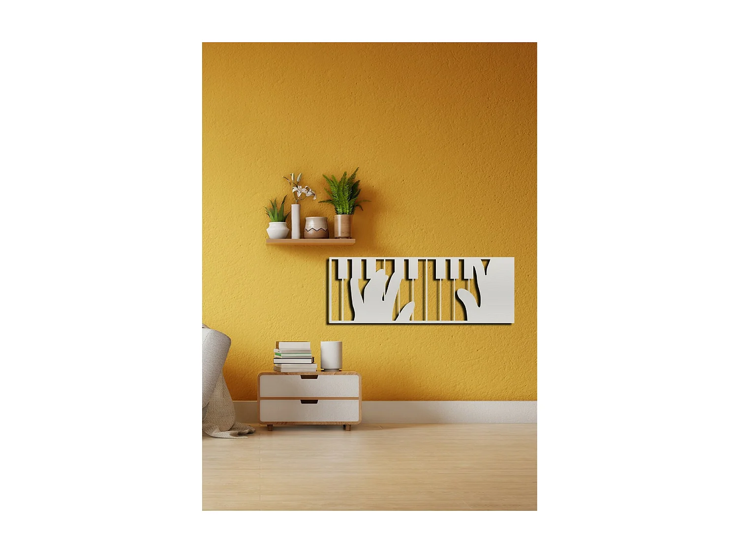 Décoration en Métal Pianoforte 4, Argent, 84x1,5x30 cm, EPIKASA