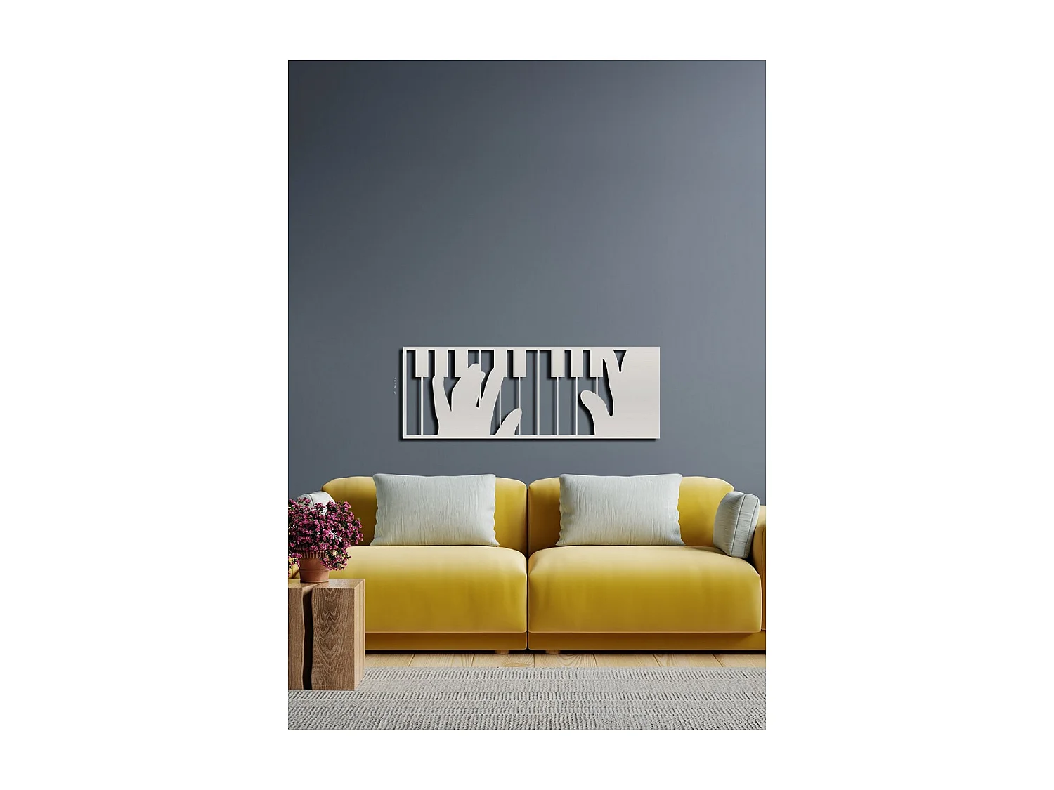 Décoration en Métal Pianoforte 4, Argent, 84x1,5x30 cm, EPIKASA