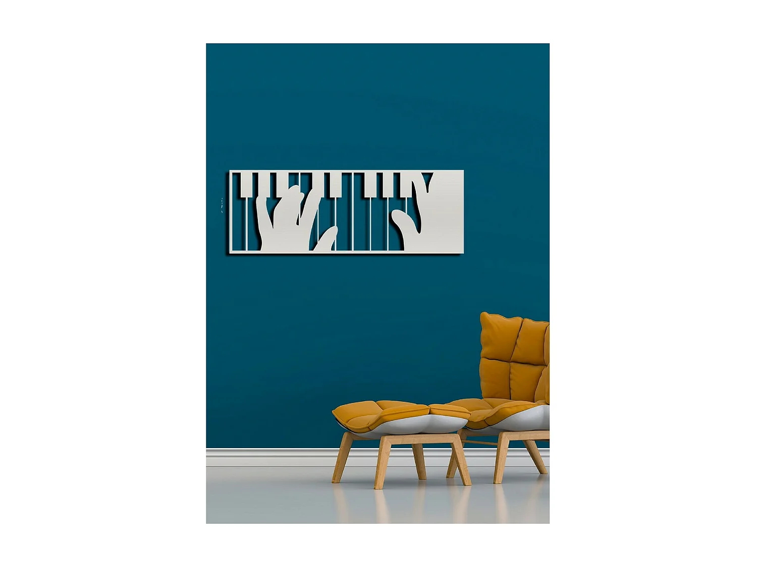 Décoration en Métal Pianoforte 4, Argent, 84x1,5x30 cm, EPIKASA