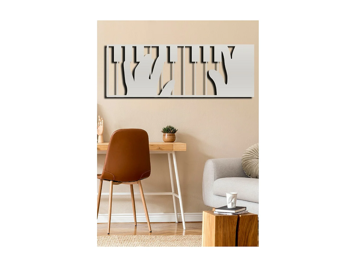 Décoration en Métal Pianoforte 4, Argent, 84x1,5x30 cm, EPIKASA