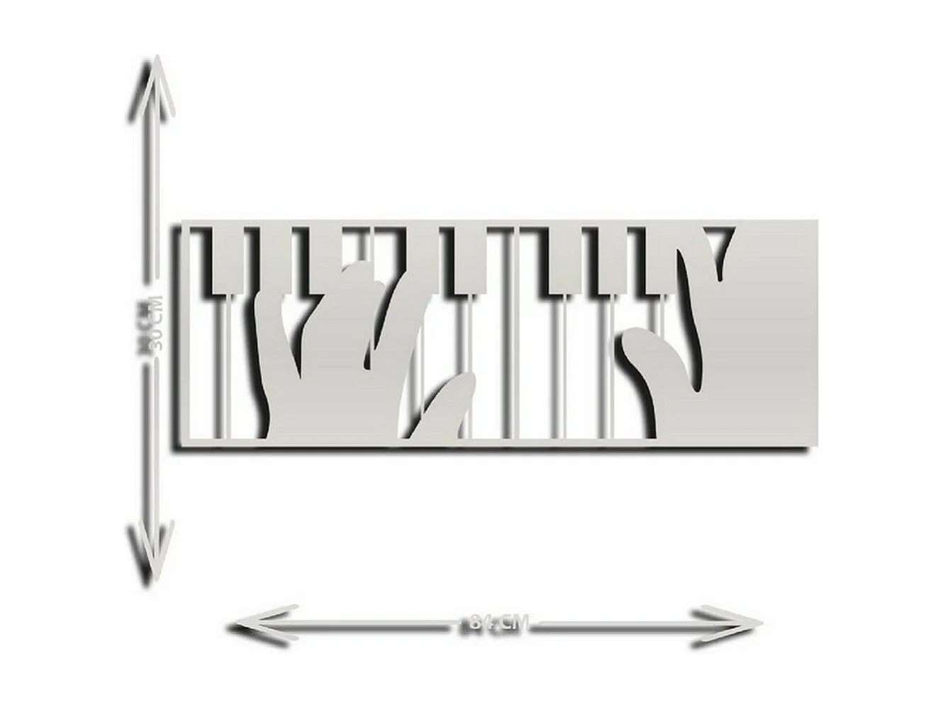 Décoration en Métal Pianoforte 4, Argent, 84x1,5x30 cm, EPIKASA