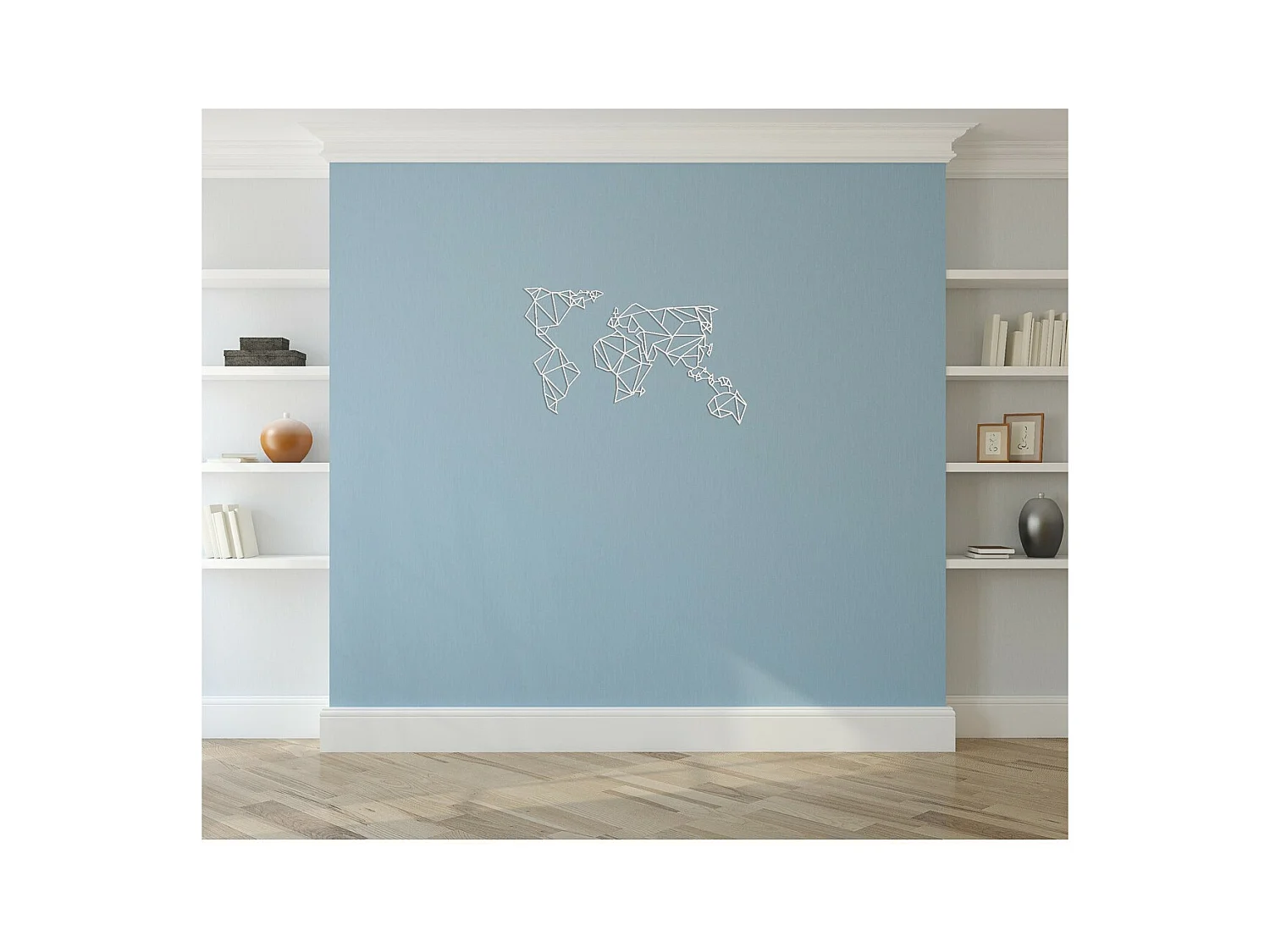 Metalen Decoratie Wereldkaart 19 - Wit - 100x1,5x58 cm - EPIKASA