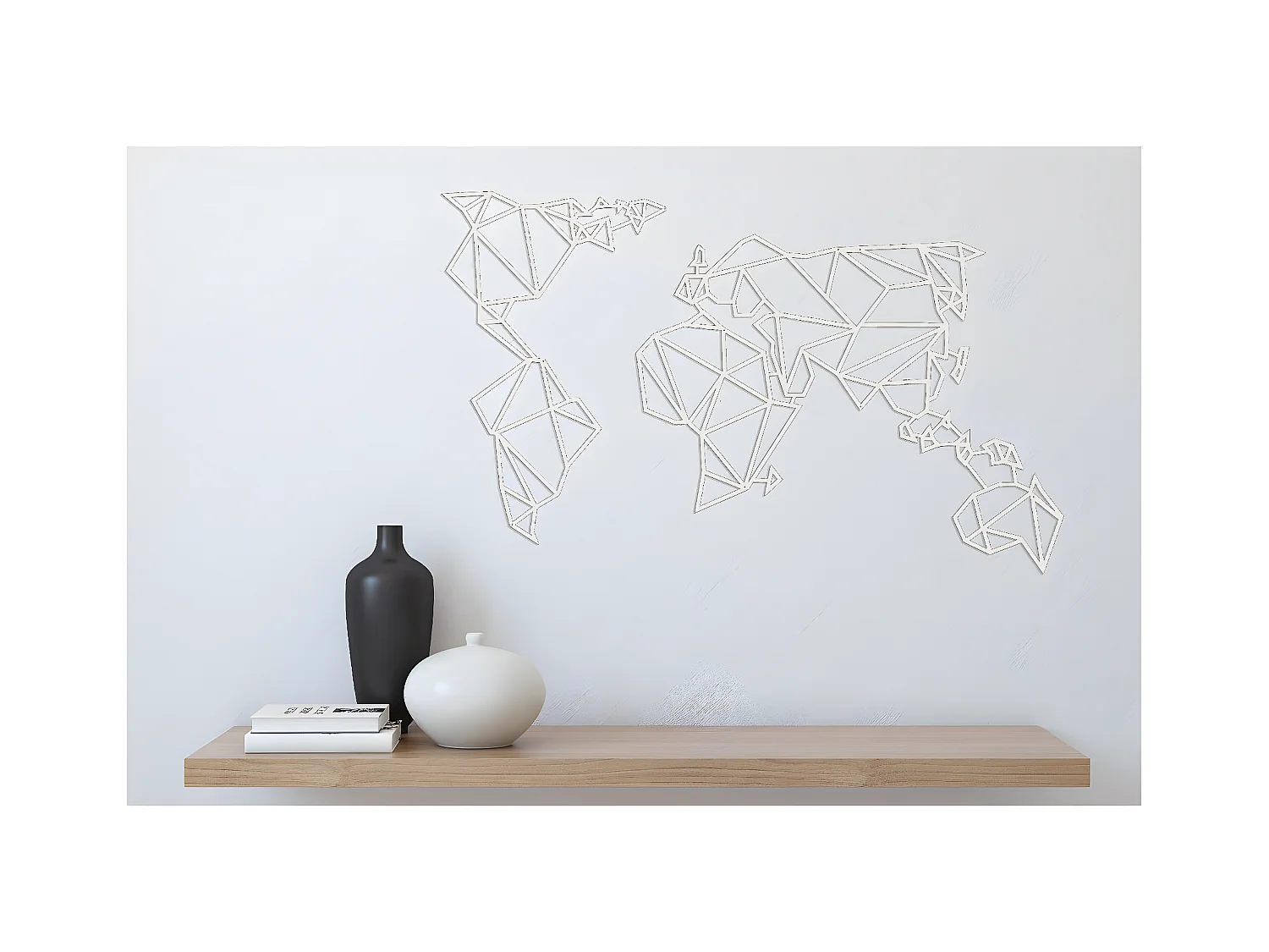 Metalen Decoratie Wereldkaart 19 - Wit - 100x1,5x58 cm - EPIKASA