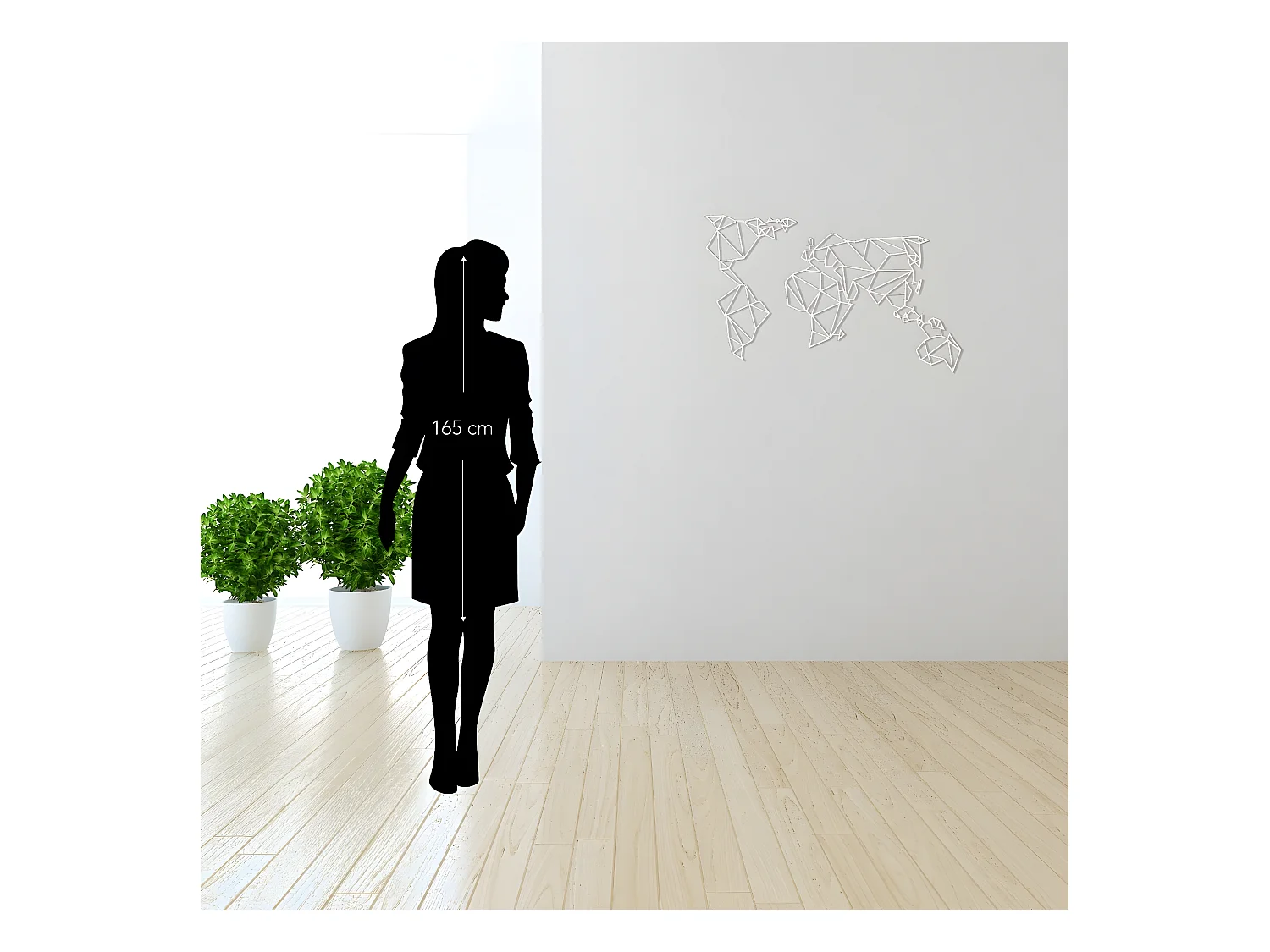 Metalen Decoratie Wereldkaart 19 - Wit - 100x1,5x58 cm - EPIKASA