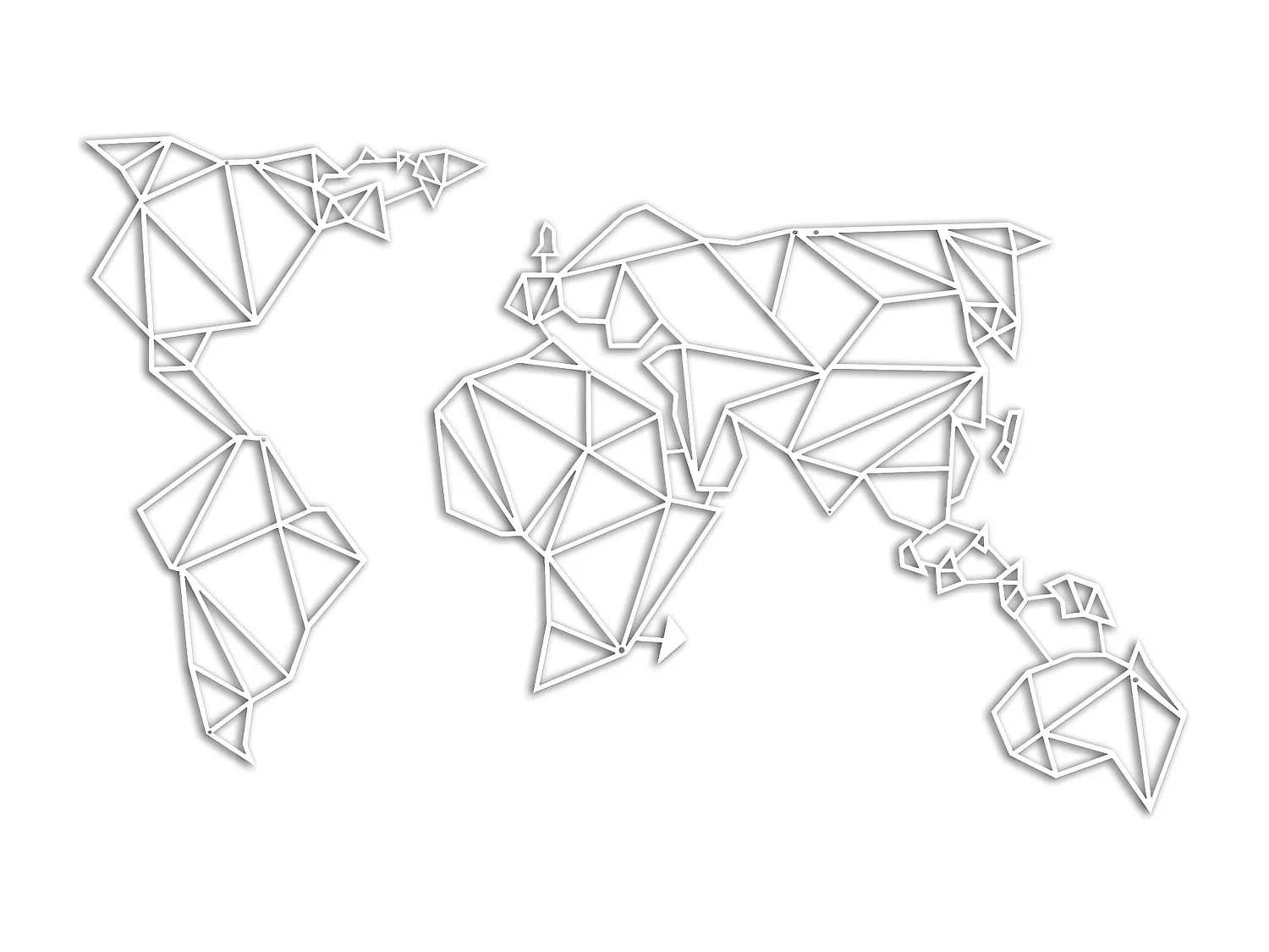 Metalen Decoratie Wereldkaart 19 - Wit - 100x1,5x58 cm - EPIKASA