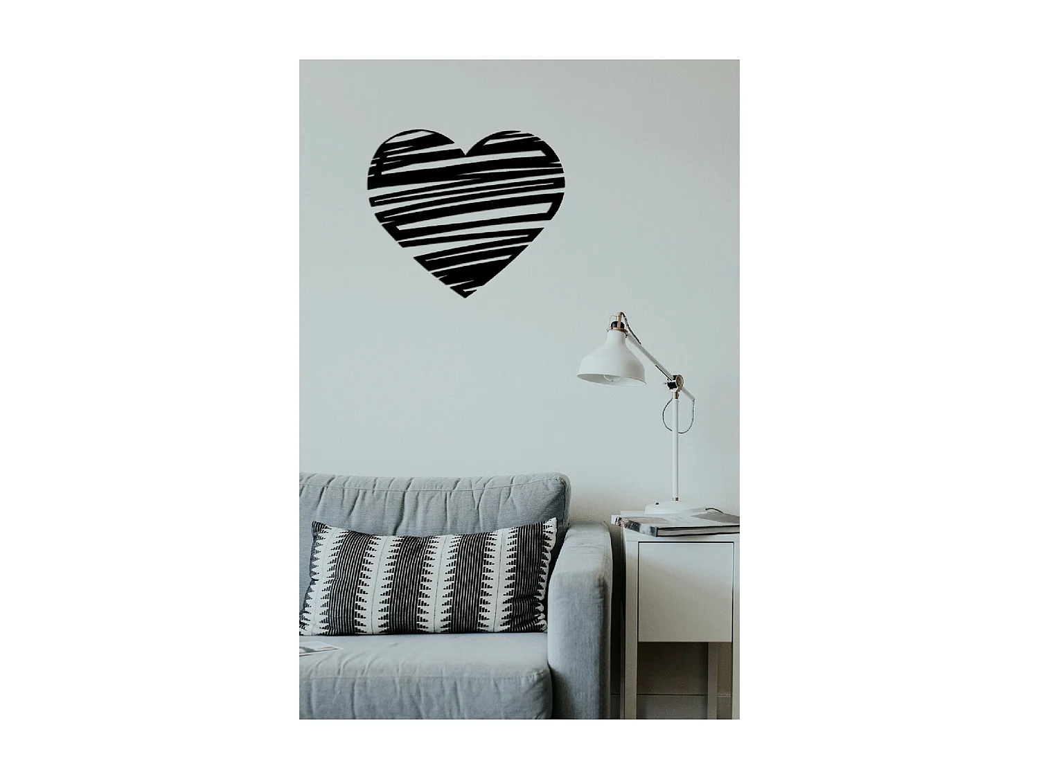 Décoration en Métal Cœur 6, Noir, 47x1,5x40 cm, EPIKASA