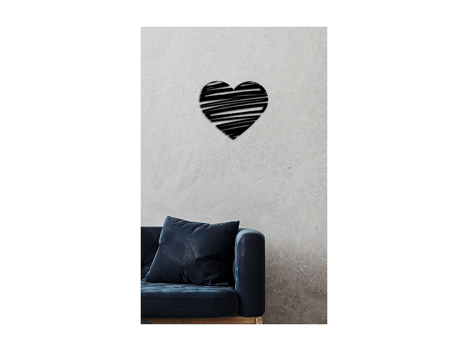 Décoration en Métal Cœur 6, Noir, 47x1,5x40 cm, EPIKASA