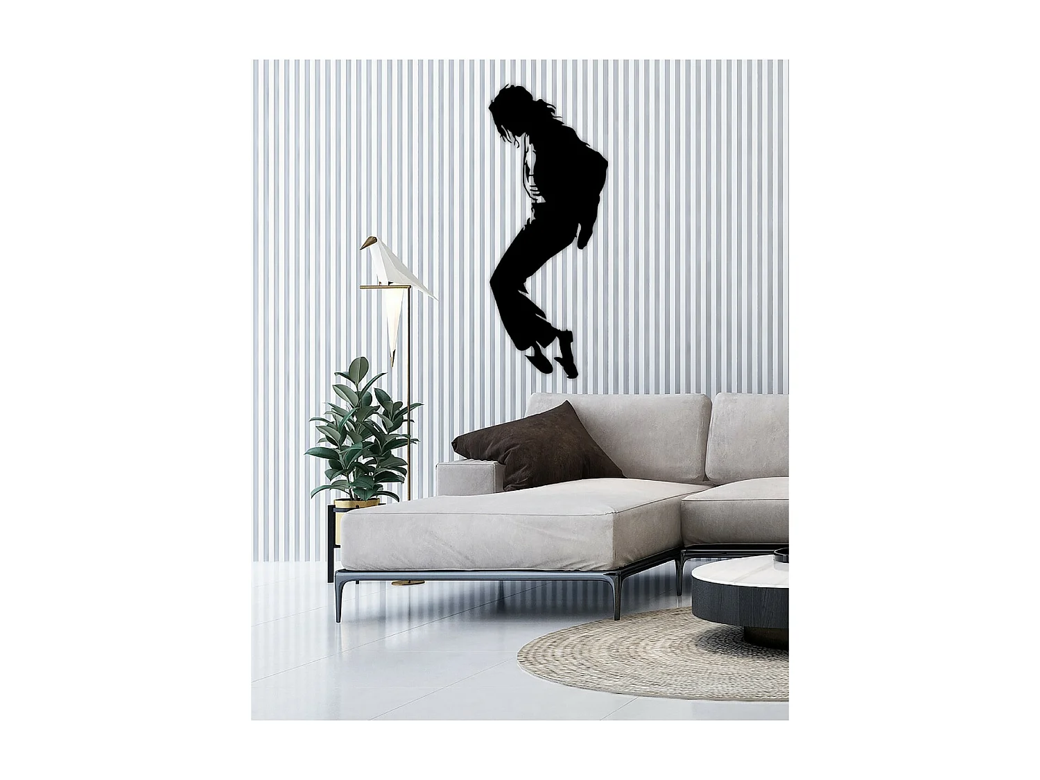 Décoration en Métal Micheal Jackson 2, Noir, 41x1,5x102 cm, EPIKASA