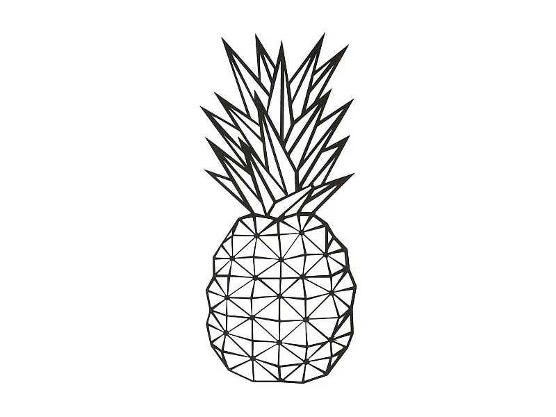 Decorazione in Metallo Ananas, Nero, 22x1,5x55 cm, EPIKASA