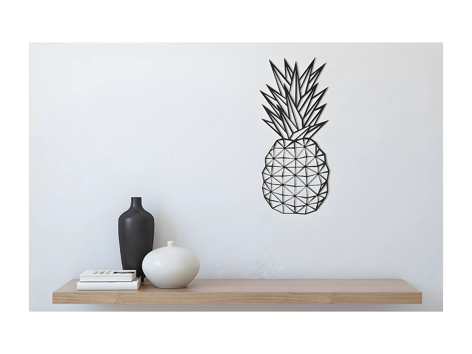 Decorazione in Metallo Ananas, Nero, 22x1,5x55 cm, EPIKASA