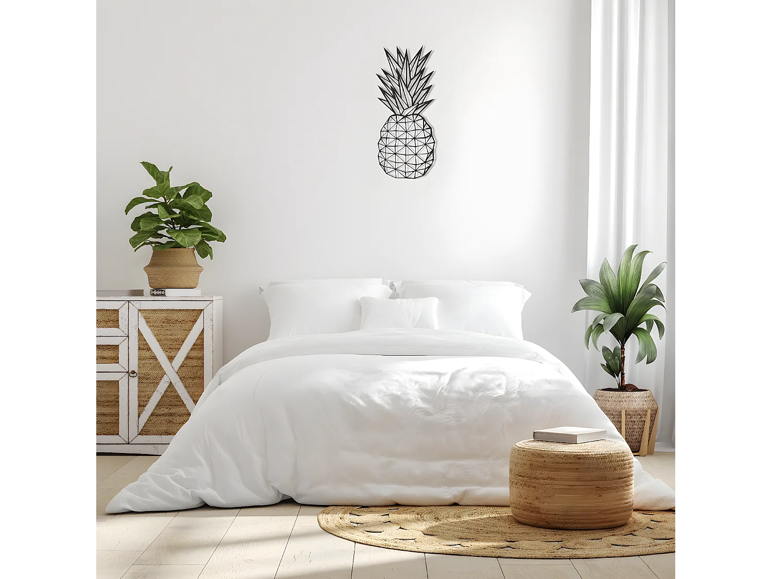 Decorazione in Metallo Ananas, Nero, 22x1,5x55 cm, EPIKASA