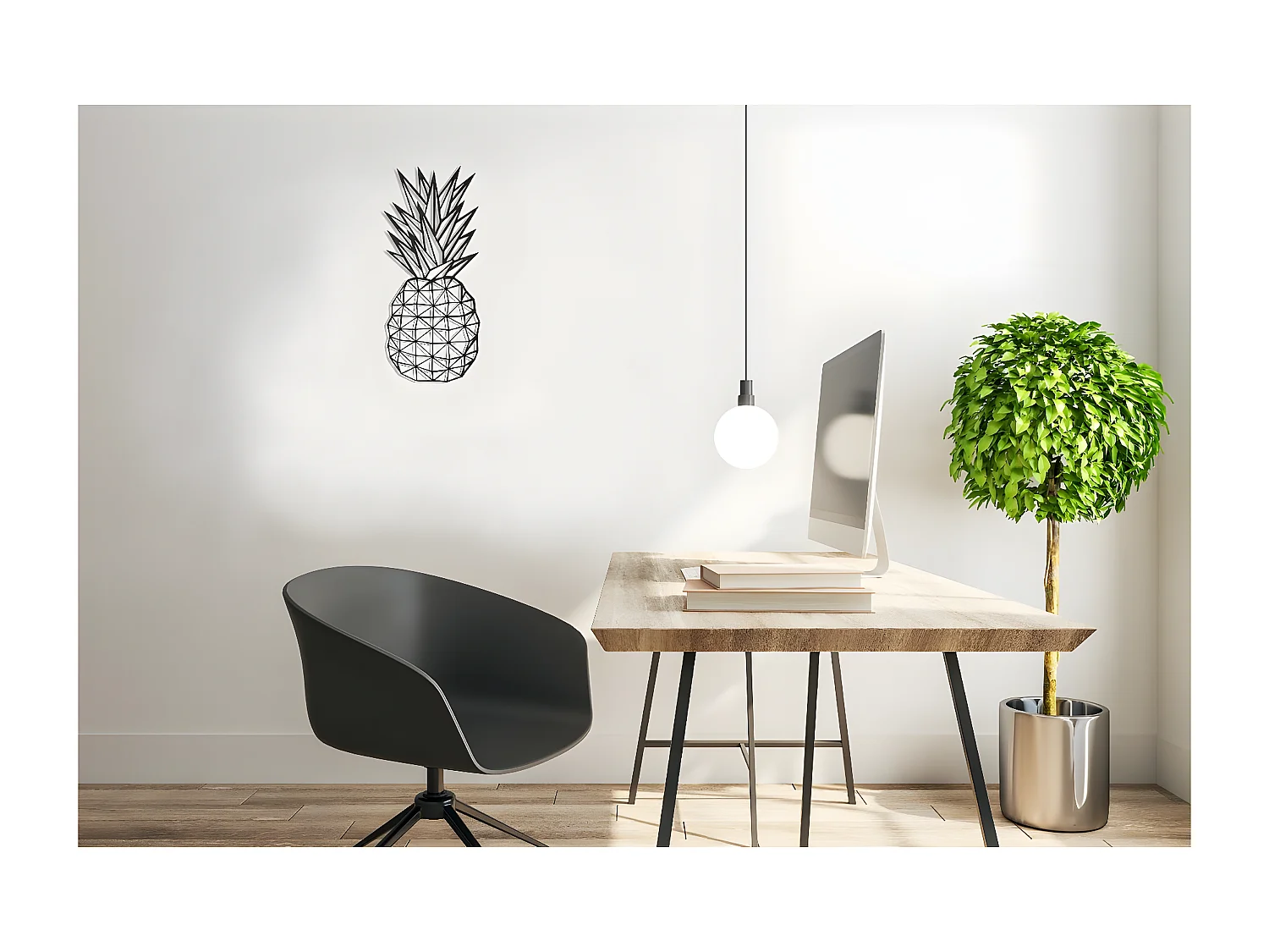 Decorazione in Metallo Ananas, Nero, 22x1,5x55 cm, EPIKASA