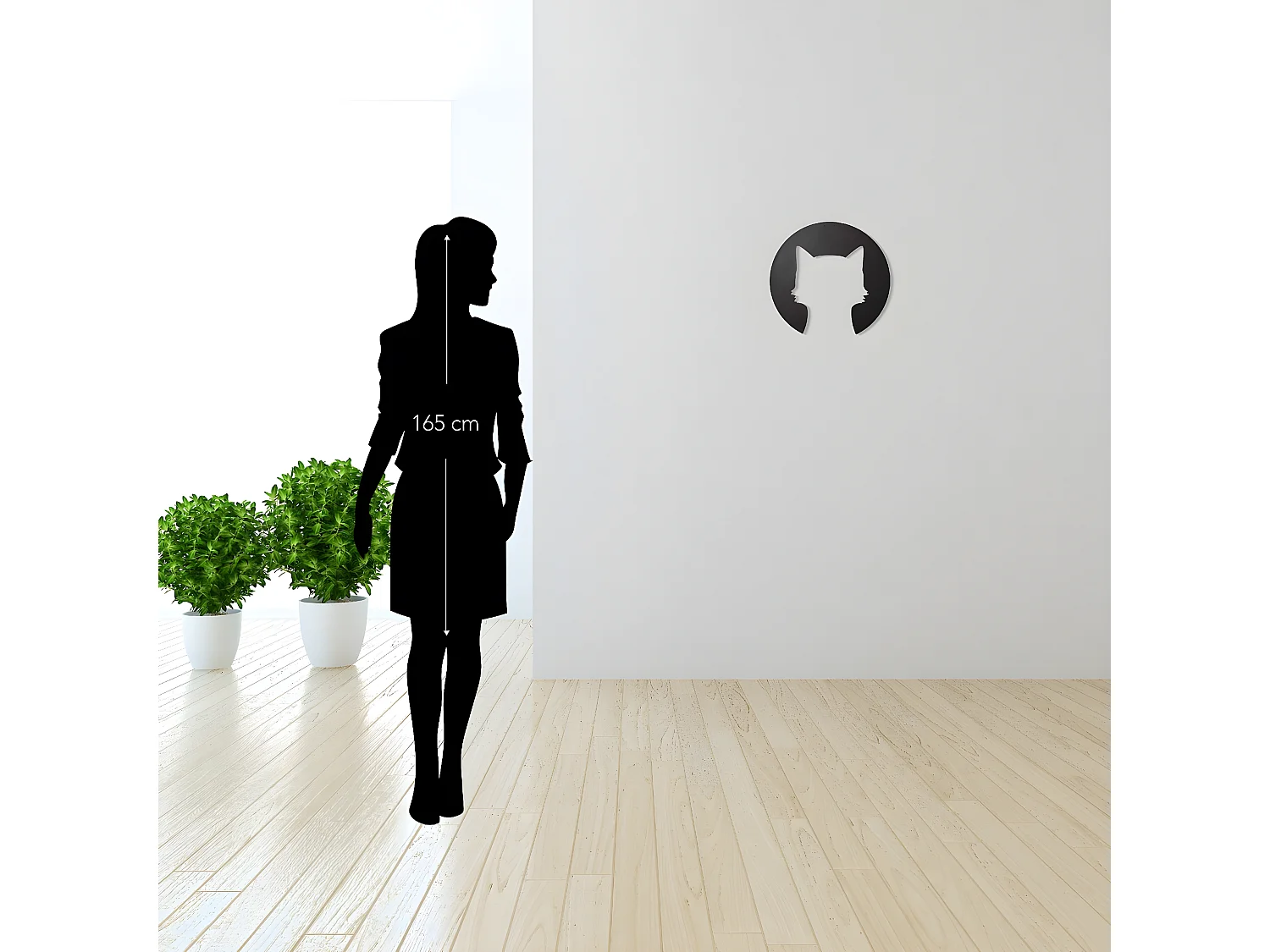 Deco Chat Pet-Jos Décoration Murale Chat 40 Cm En Bois Décoration Murale Géométrique Minimaliste Décoration Murale à Suspendre, Noir Chat Debout