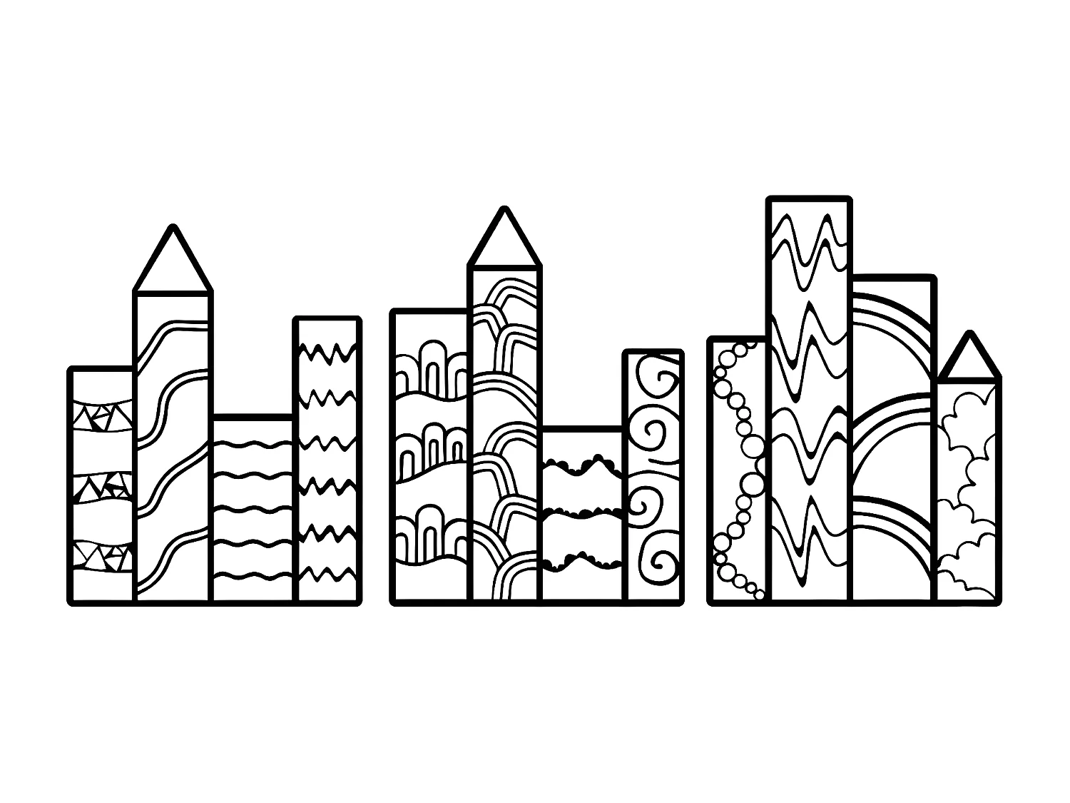 Metalen Decoratie Wolkenkrabbers - Zwart - 150x1,5x69 cm - EPIKASA