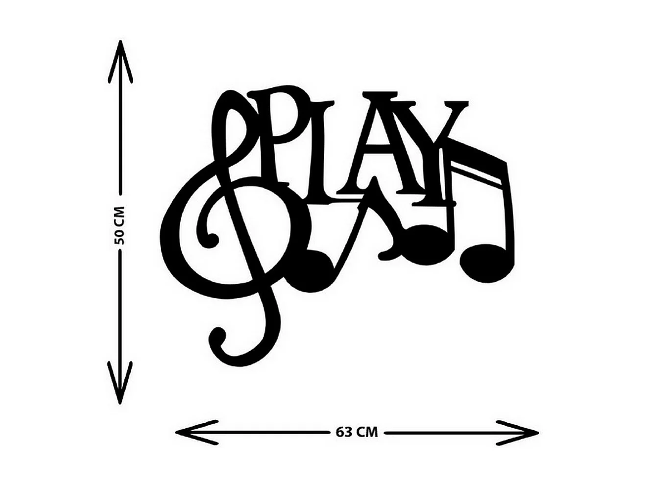 Decorazione in Metallo Play 3, Nero, 63x1,5x50 cm, EPIKASA