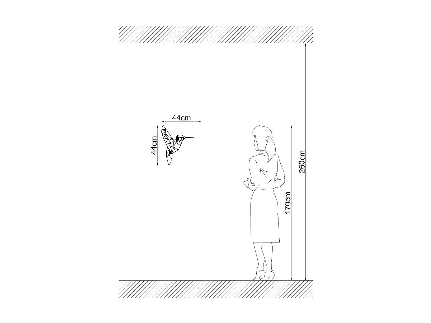 Dekoracja Metalowa Koliber 1, Czarny, 44x1,5x44 cm, EPIKASA