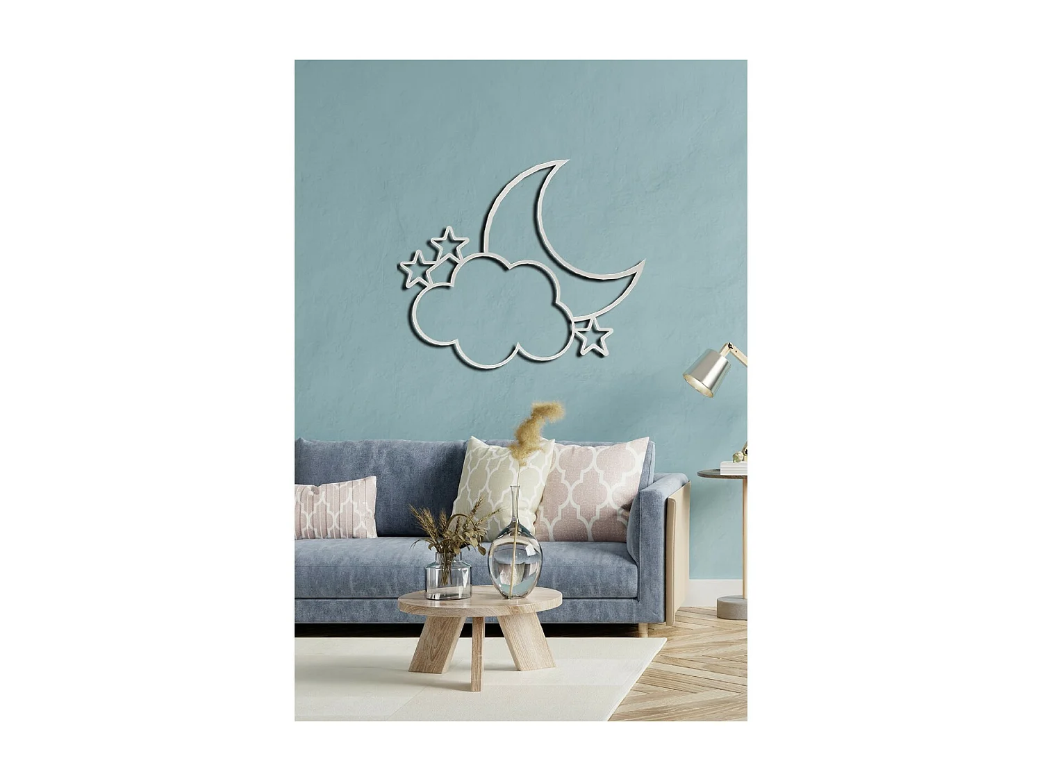 Décoration en Métal Lune 8, Argent, 59x1,5x50 cm, EPIKASA