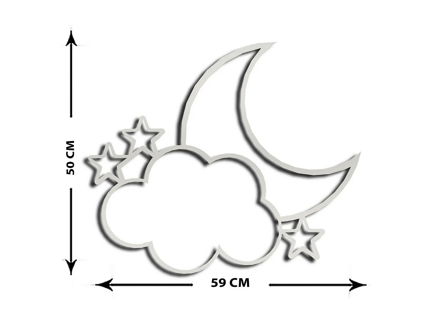 Décoration en Métal Lune 8, Argent, 59x1,5x50 cm, EPIKASA